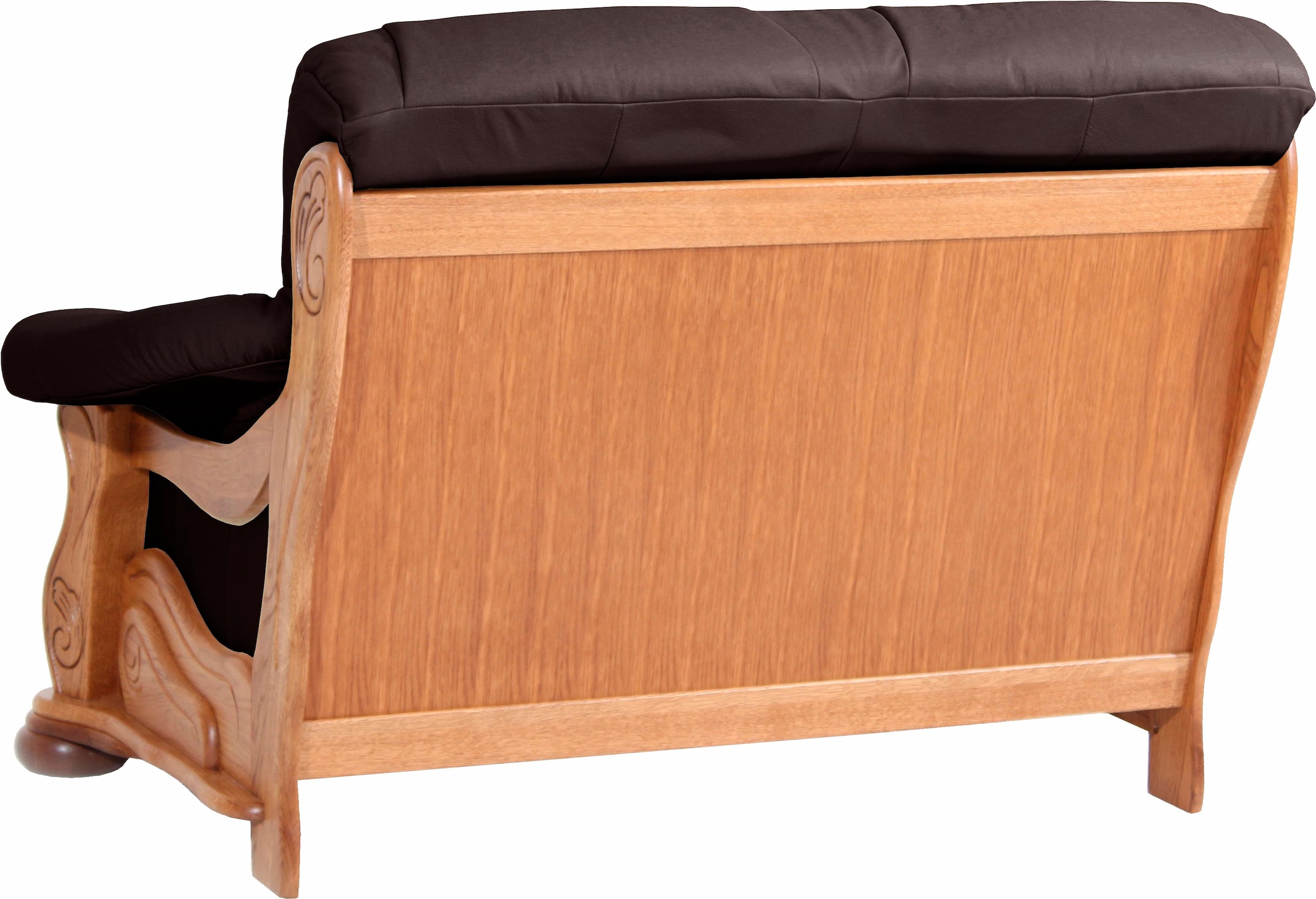 Max Winzer® 2-Sitzer »Texas, dekoratives Holzgestell aus Eiche mit gefrästen Ornamenten«, bequemer Retro Klassiker, kompakte Stellfläche Breite 147cm