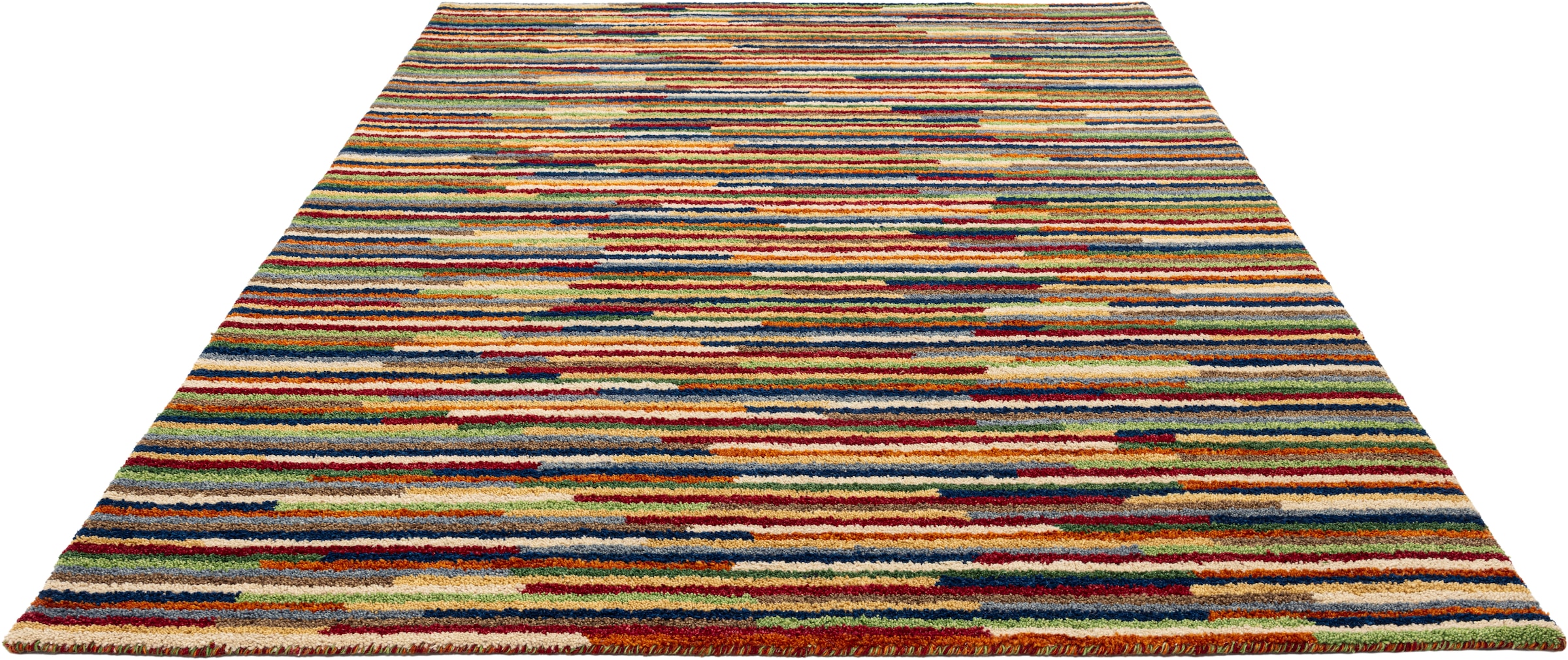 THEKO Wollteppich »Gabbeh Multi, Handweb Teppich, meliert, reine Wolle,«, rechteckig, 15 mm Höhe, Wohnzimmer, Schlafzimmer, Esszimmer
