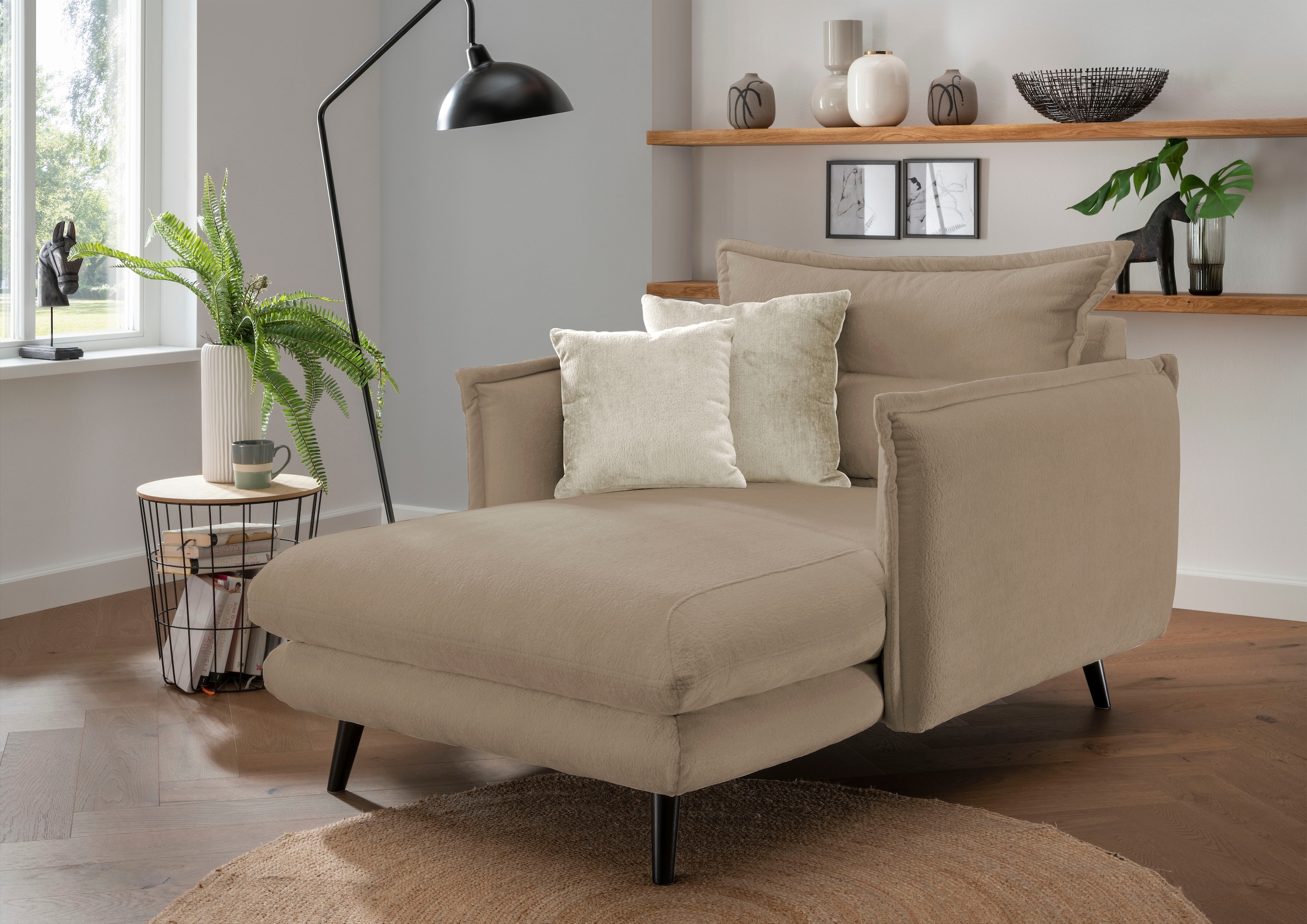 INOSIGN Loveseat »Lazio«, moderner Sessel mit einer bequemen Polsterung, 2 Stk. Zierkissen