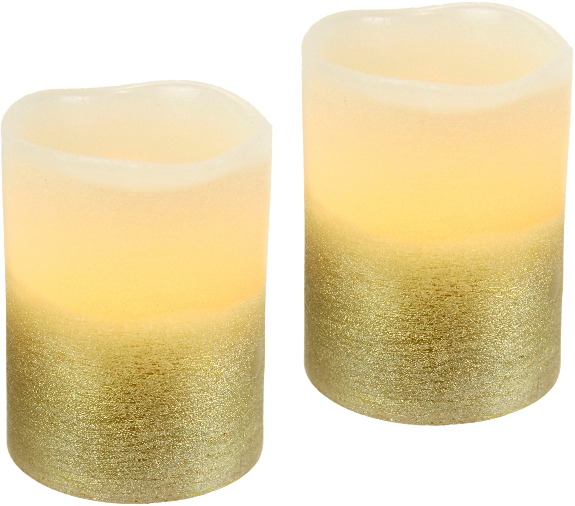 I.GE.A. LED-Kerze »LED-Kerzen Flackernd Warmweiß 2er Set Stumpenkerze Deko Valentinstag«, Romantische Dekoration Rosa Echtwachs romantisch