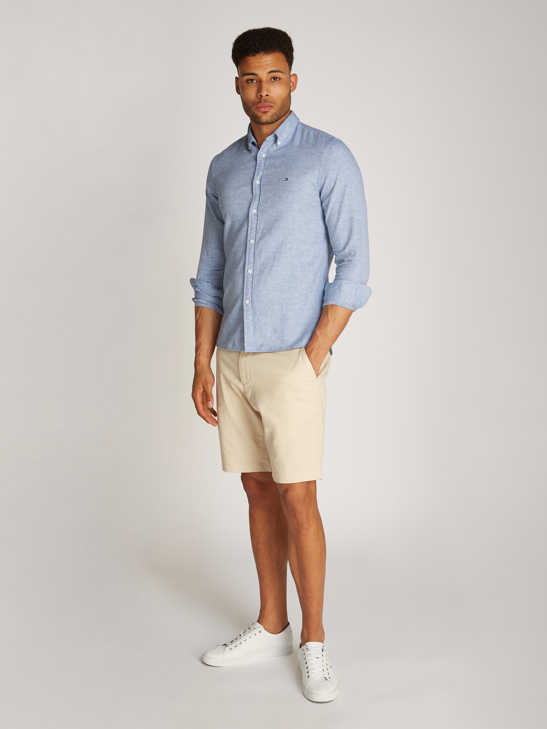 Tommy Hilfiger Langarmhemd »BRUSHED LINEN SOLID SF SHIRT«