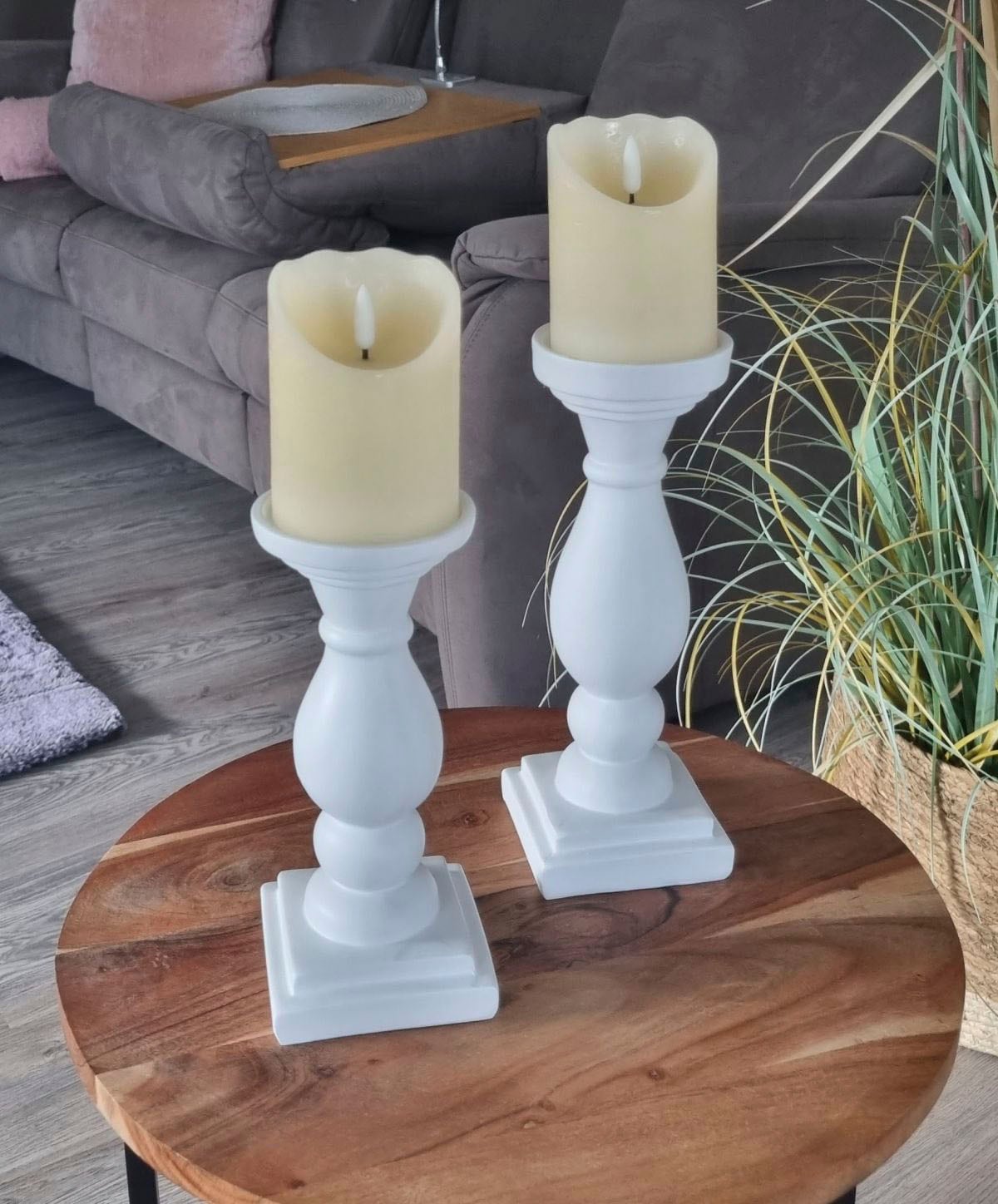 Ambiente Haus Kerzenständer »Kerzenständer St.) im (1 aus - Polyresin Online Shop 22cm«, weis OTTO