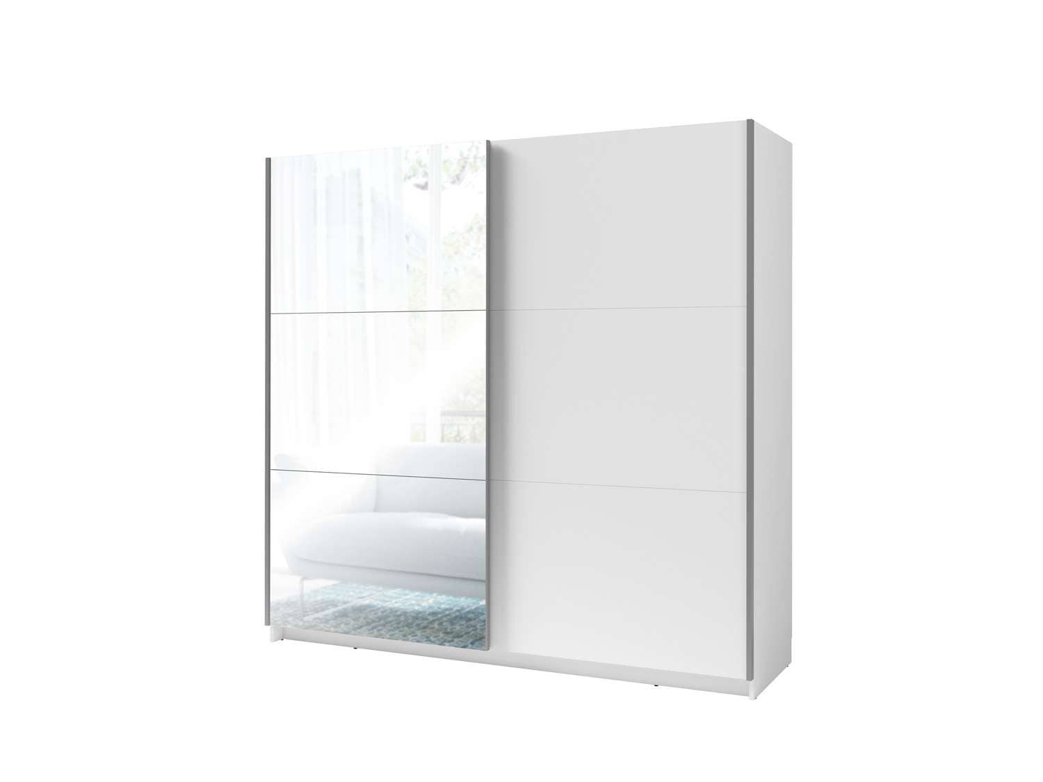 INOSIGN Kleiderschrank »Kleiderschrank Fresno mit 5 Einlegeböden, Spiegel und Kleiderstange«, Garderobe mit 2 Schwebetüren, B/H/T 150/207/62 cm