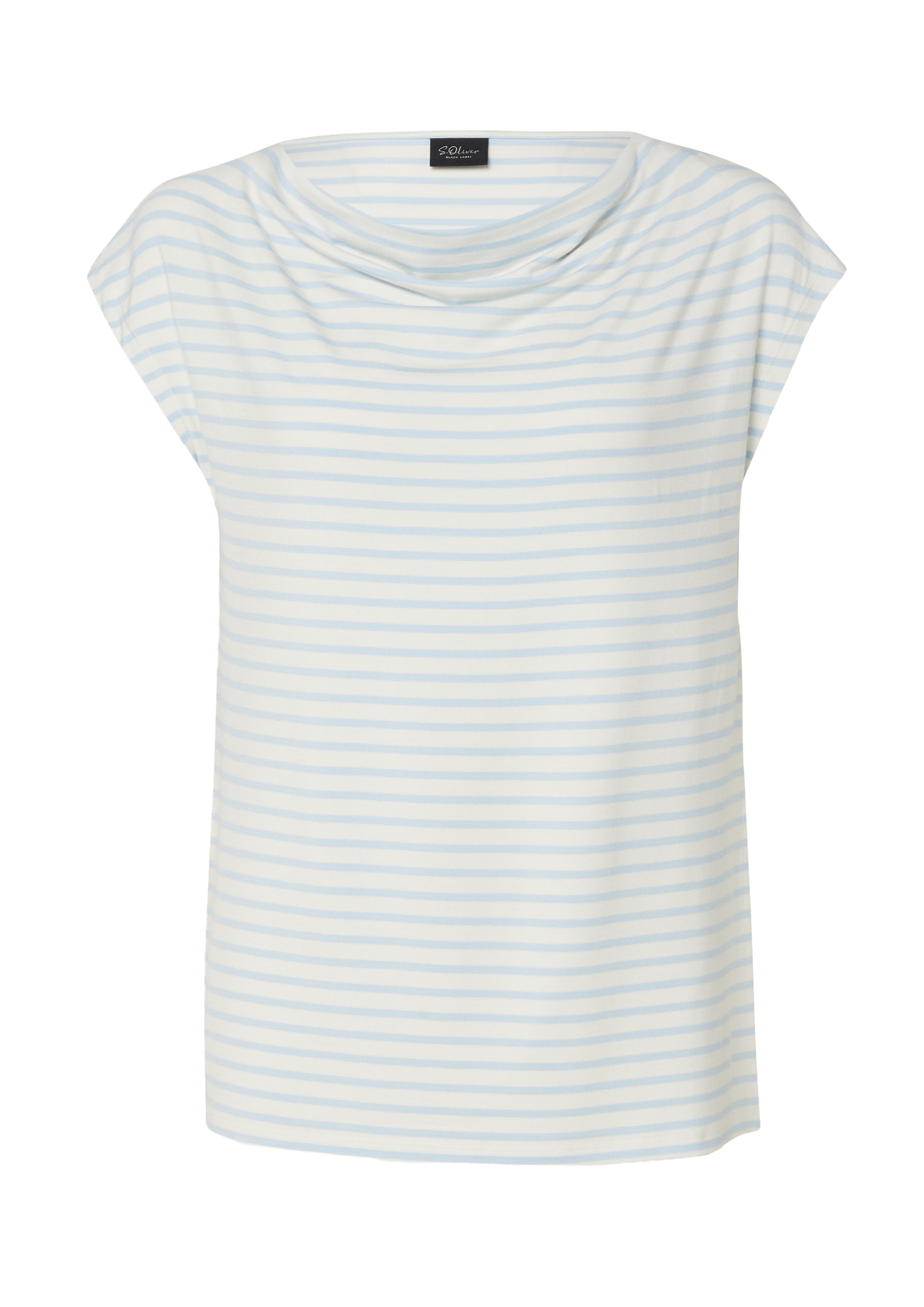 s.Oliver BLACK LABEL T-Shirt mit Wasserfallausschnitt und Streifen-Design