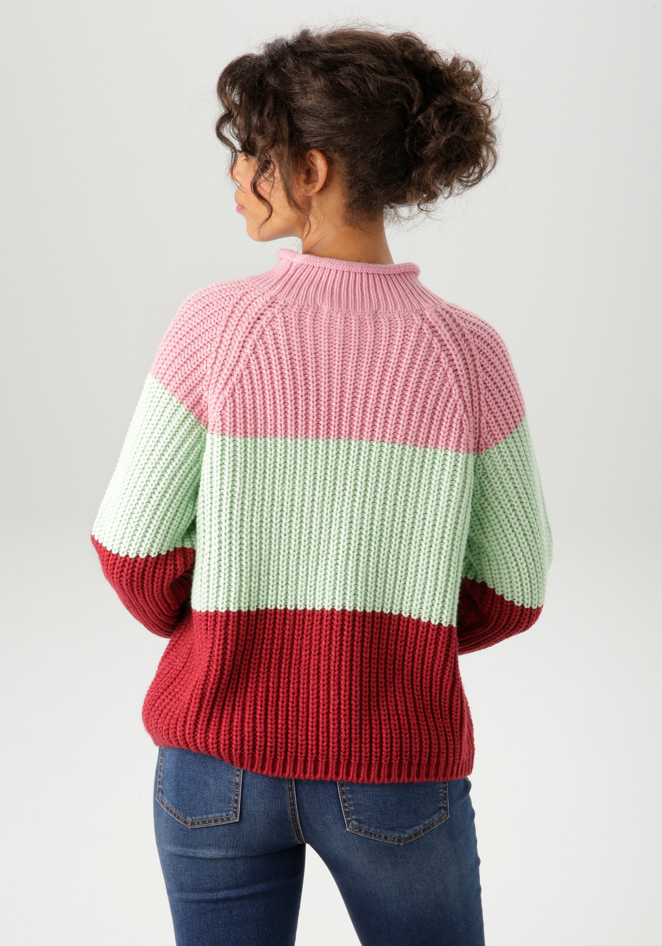 Aniston CASUAL Strickpullover, im trendfarbigen Color-Blocking - NEUE KOLLEKTION