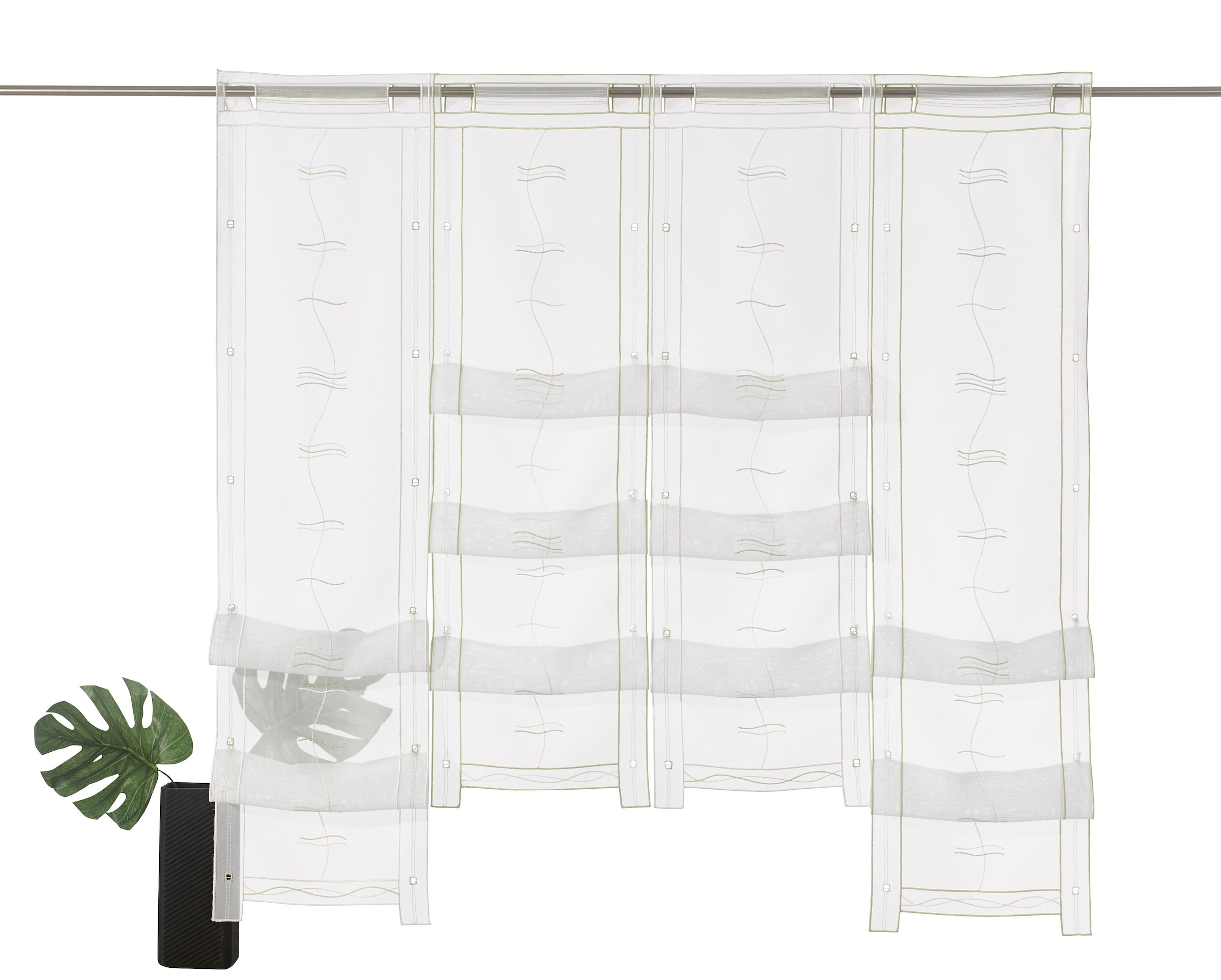 transparent, (1 Hochraff, kaufen »Selina«, Gardine, Raffung Voile, St.), online Stickerei, Weckbrodt Scheibengardine bestickt,