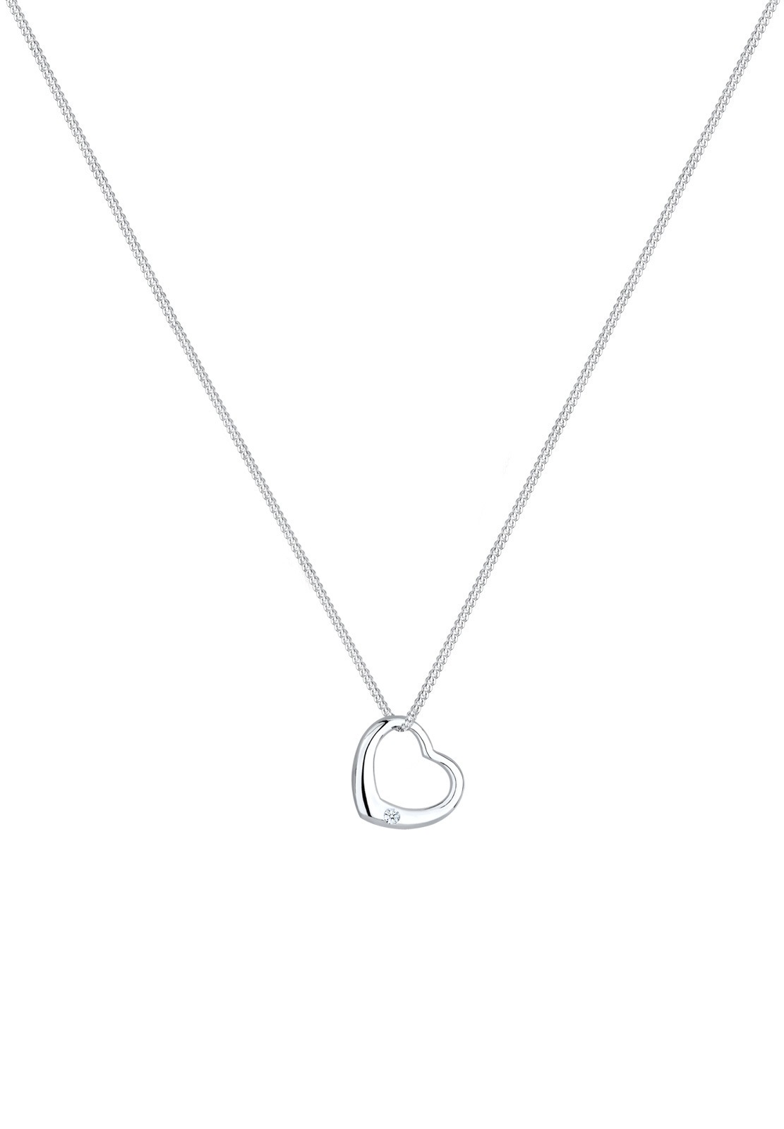 Elli DIAMONDS Silberkette »Halskette Herz Liebe Romantik Diamant (0.03 ct.) 925 Silber«
