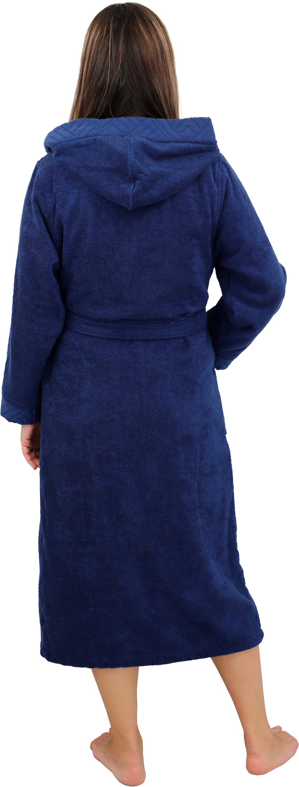 andas Damenbademantel »Livia«, (1 St.), mit gemusterter Bordüre, langer  Bademantel für Damen, 100% Baumwolle im OTTO Online Shop