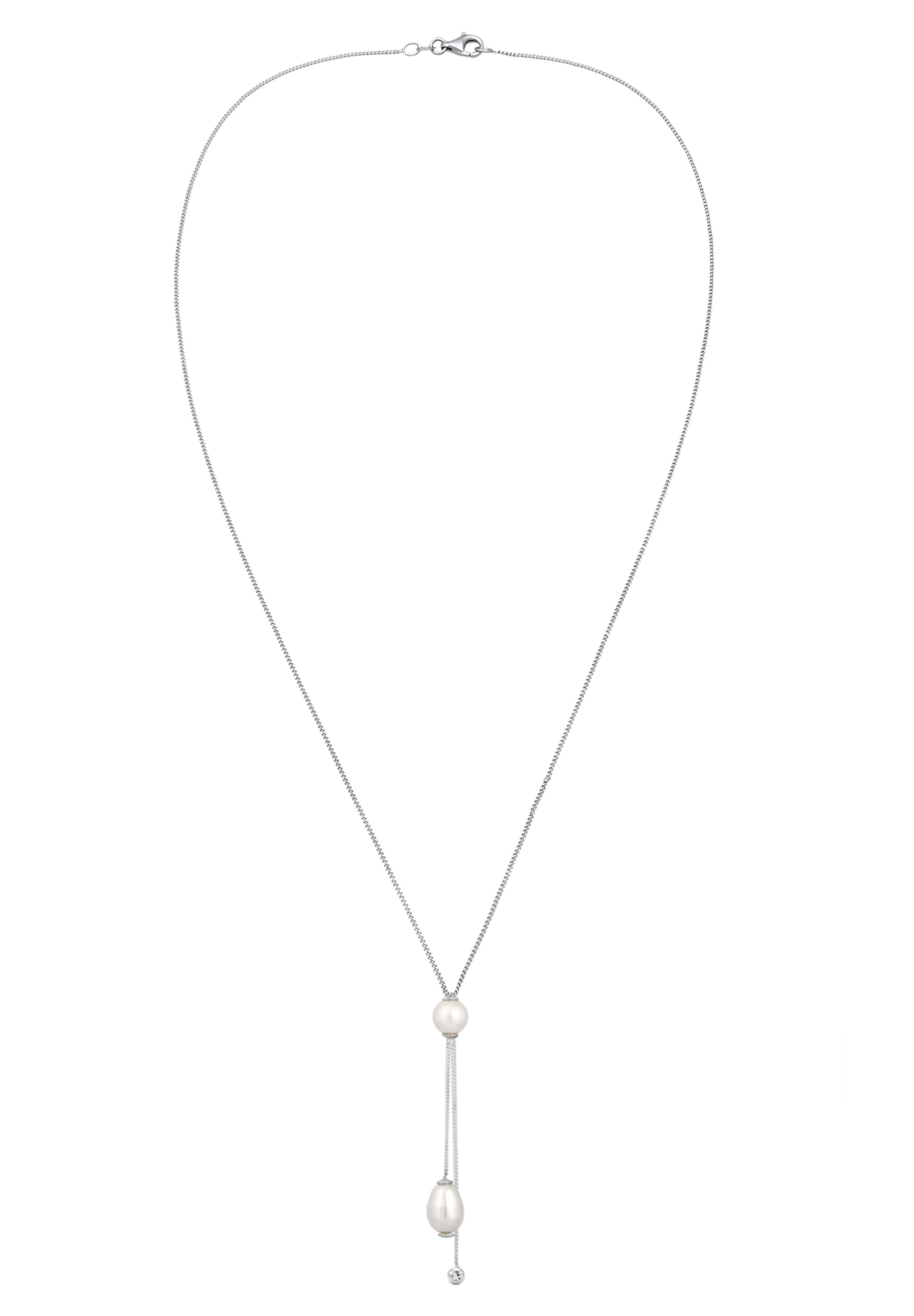 Elli Y-Kette »Halskette Y-Halskette Synthetische Perle Weiß 925 Sterling Silber, mit Kristallen von Swarovski®«
