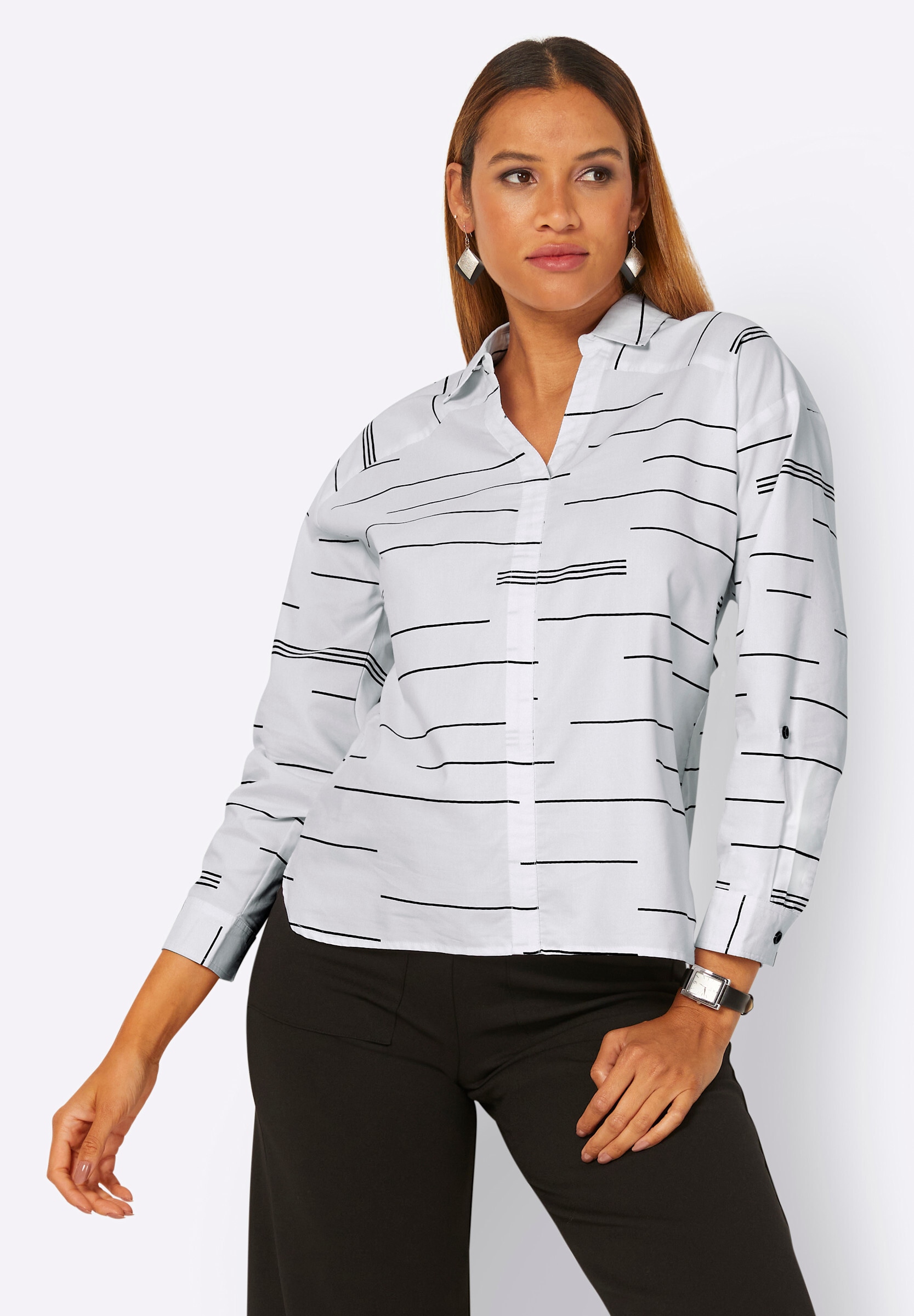 creation L Klassische Bluse »Bluse Schlupf-Bluse mit verlängertem Rückenteil«