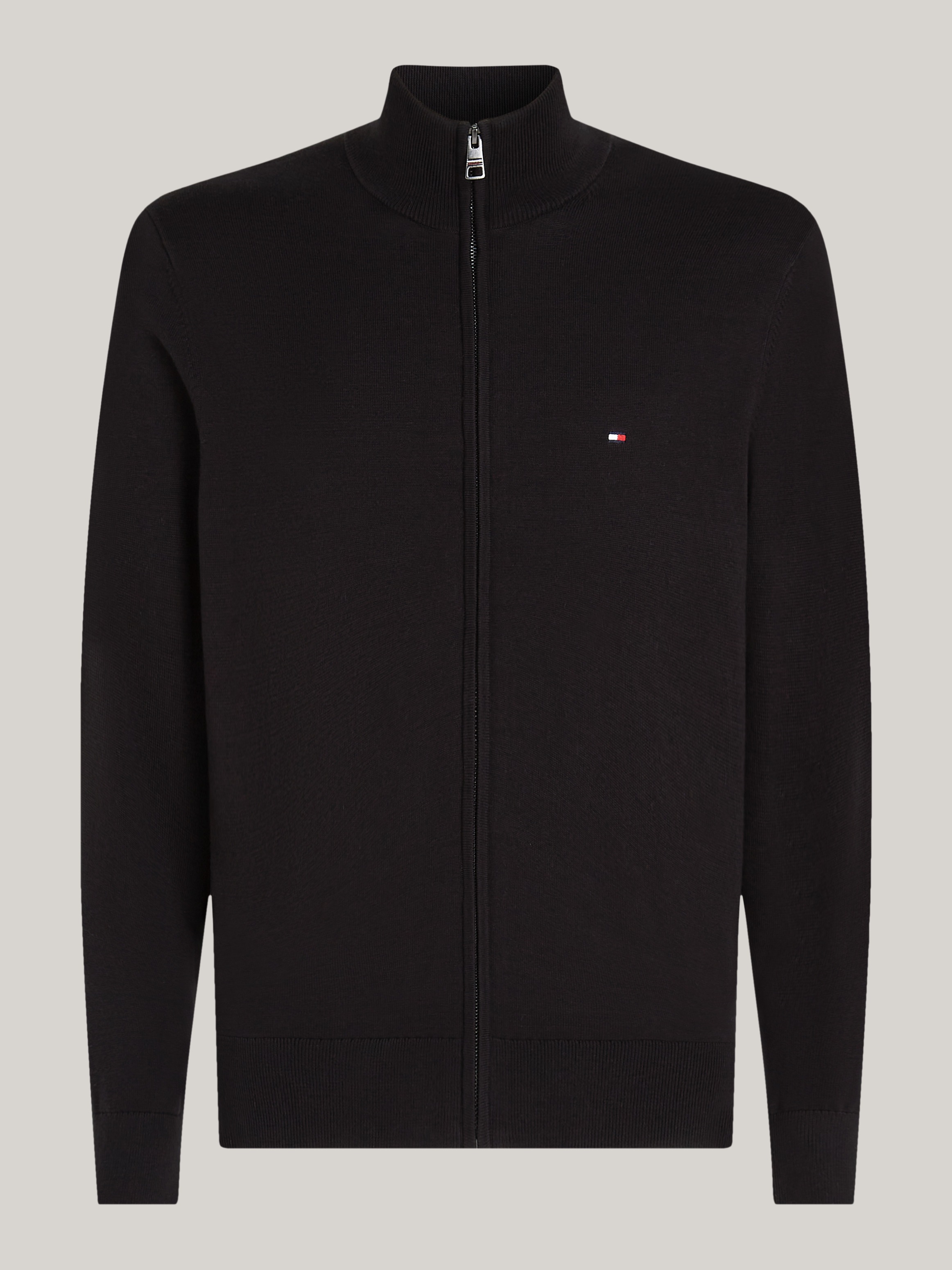 Tommy Hilfiger Strickjacke »ESSENTIAL COTTON ZIP THRU« mit Logostickerei