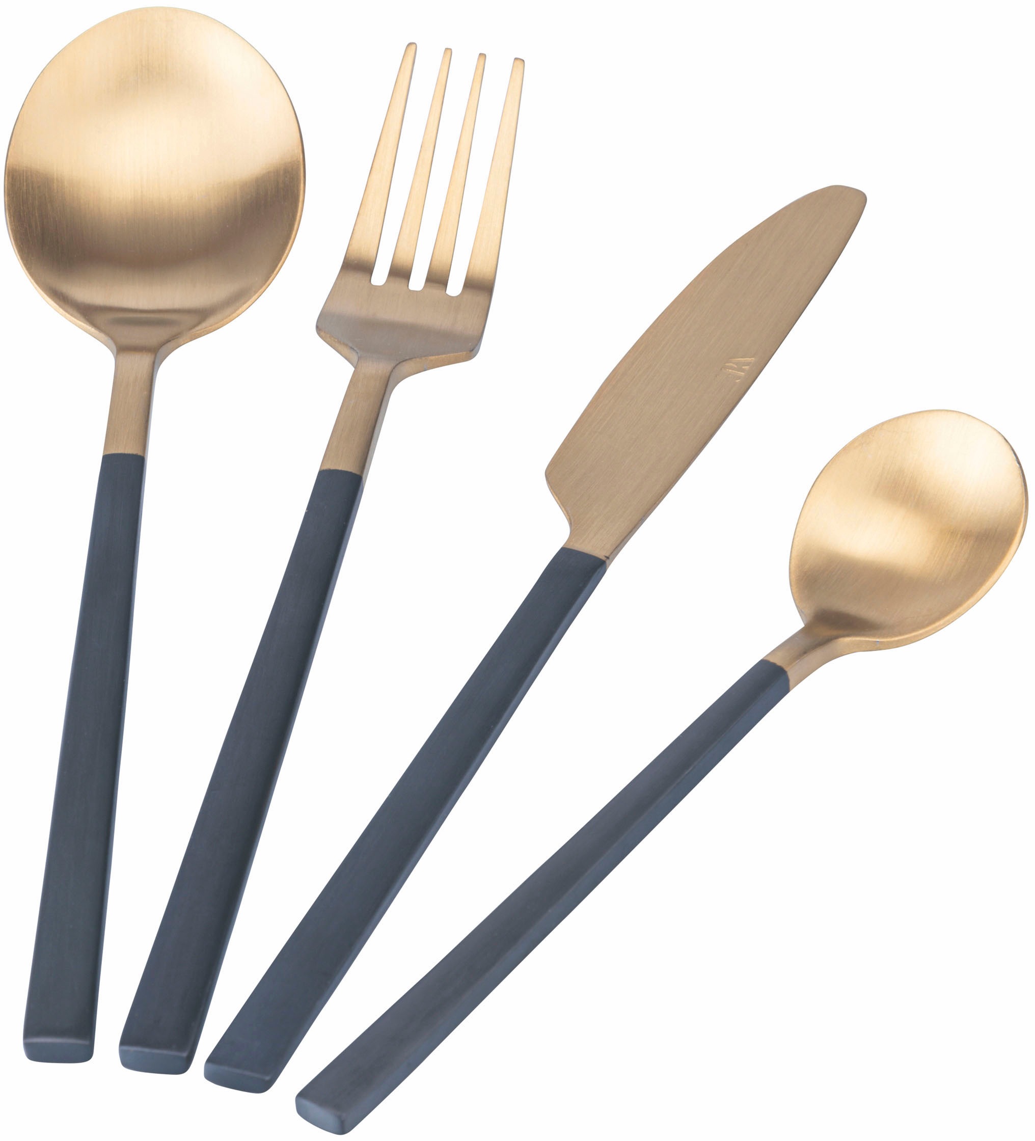 Villa d'Este Besteck-Set »Stylo Duo satiniert«, (Set, 24 tlg.), Essbesteck-Set, satiniert