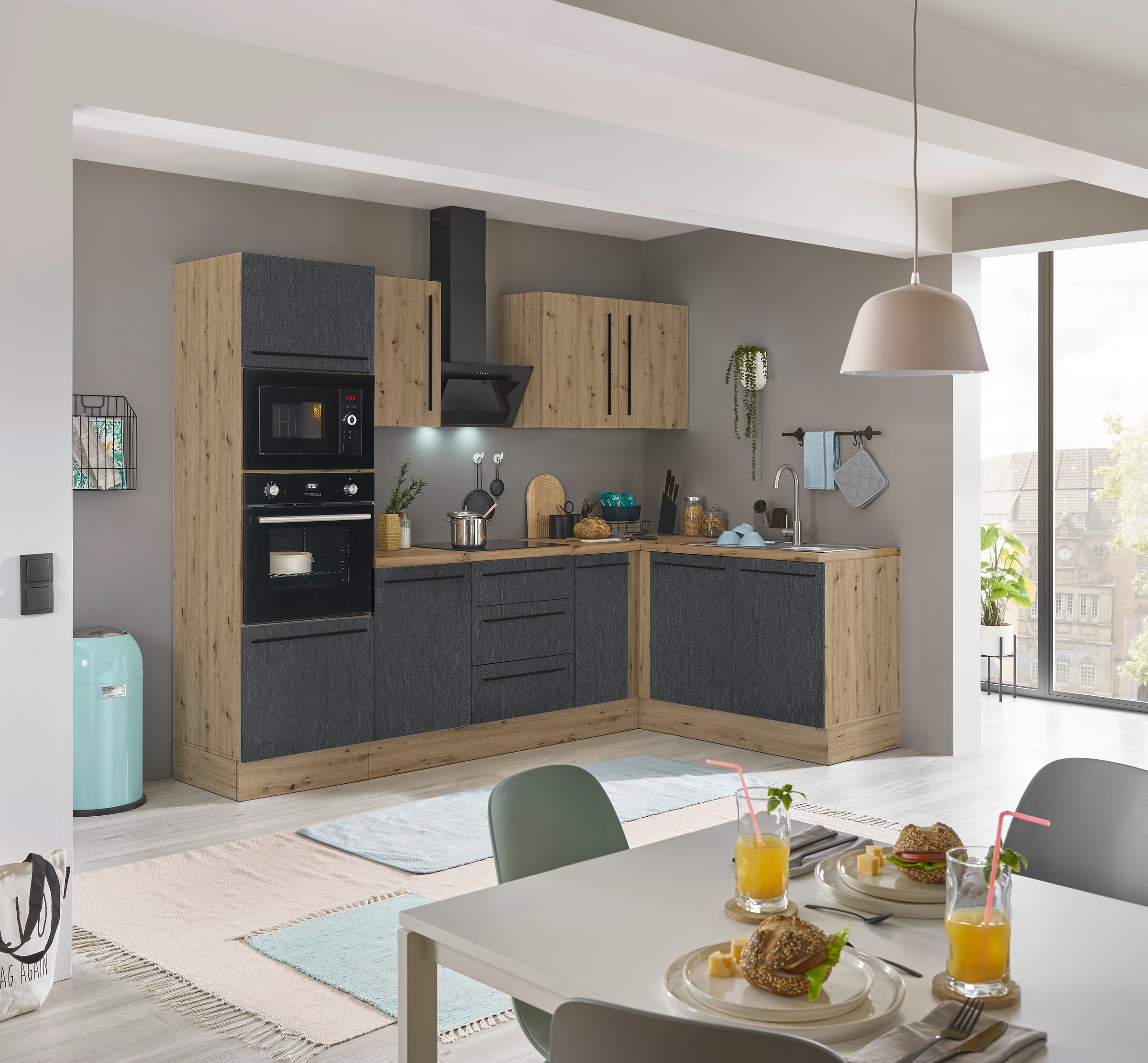 KOCHSTATION Winkelküche »Florida, Stellbreite 270x165 cm«, wahlweise mit E-Geräten, mit Softclose für Türen und Schubkästen