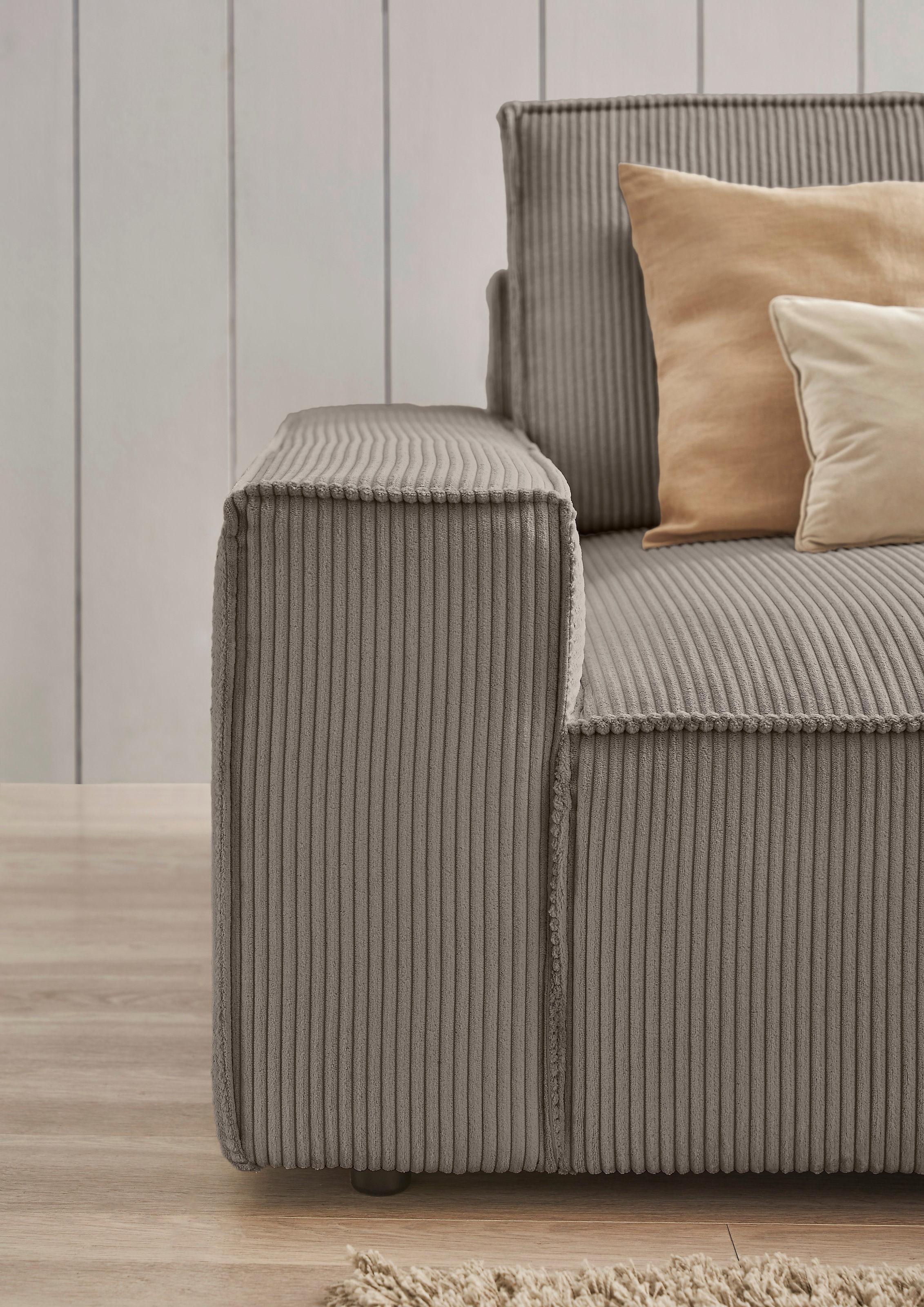 Home affaire Big-Sofa »NEU: SHERWOOD XXL, Big-Sofa (316cm), extra tiefe Sitzfläche 95 cm«, bequemer Sitzkomfort, Cord u. Leinenoptik, Kedernaht