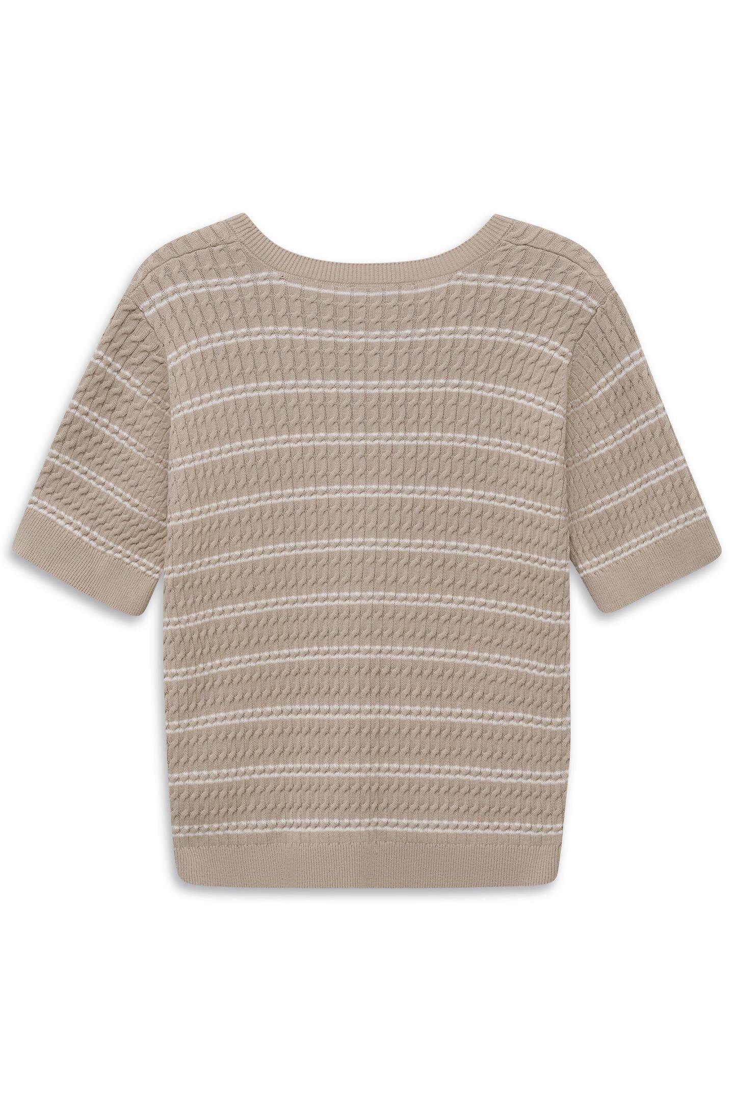 bugatti Rundhalspullover »Gestreift« mit kurzem Arm und Knopfleiste