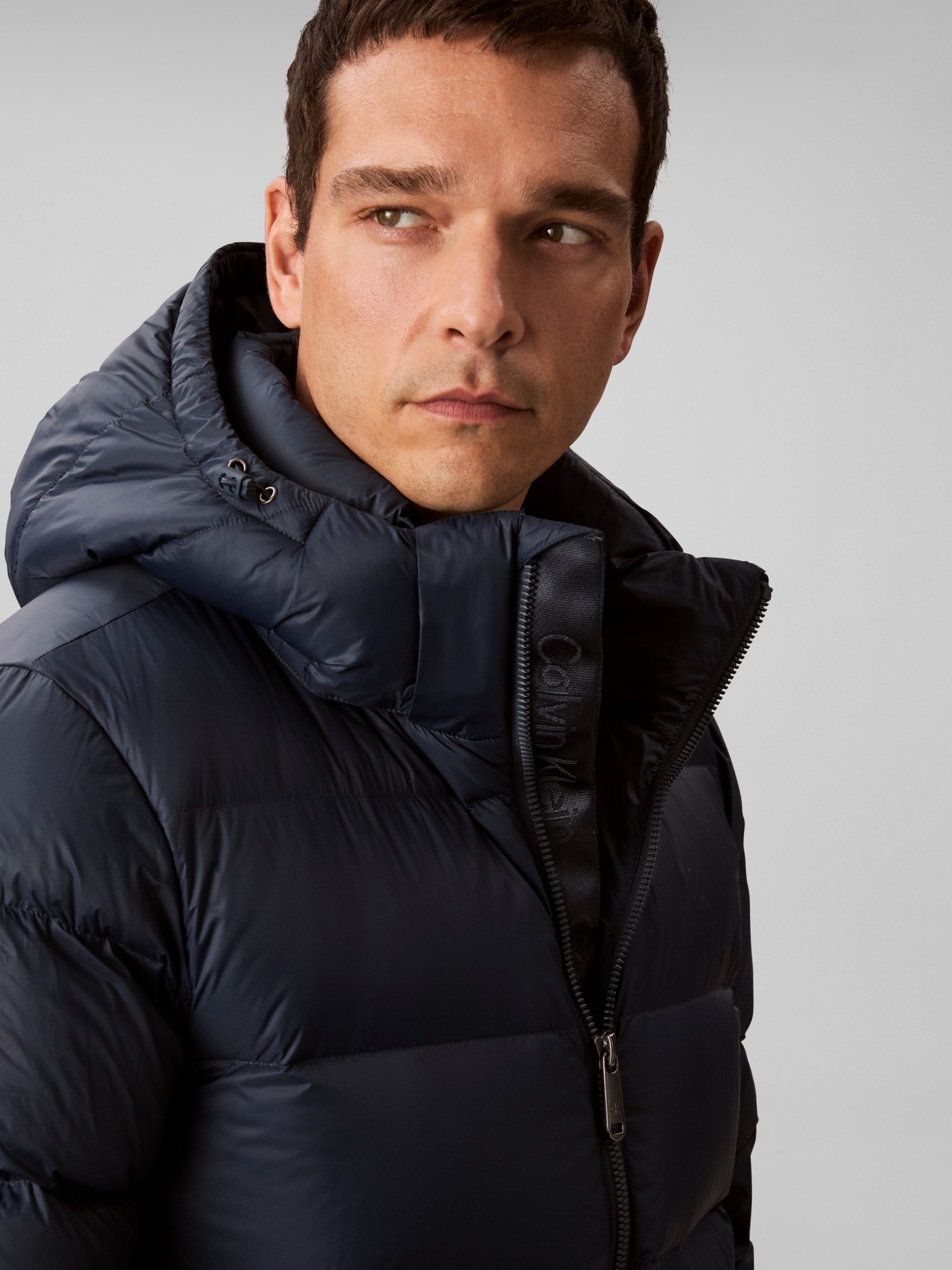 Calvin Klein Jeans Steppmantel »LS NYLN ZP OFF HD DW«, Mit Rundhalsausschnitt