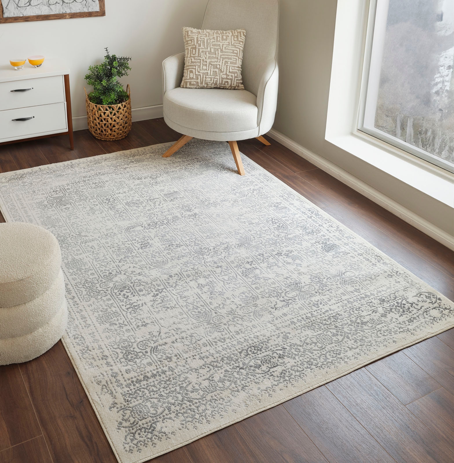 Surya Teppich »OTTAWA«, rechteckig, 9 mm Höhe, Boho Kurzflor Orientteppich, Wohnzimmer, Schlafzimmer, Grau