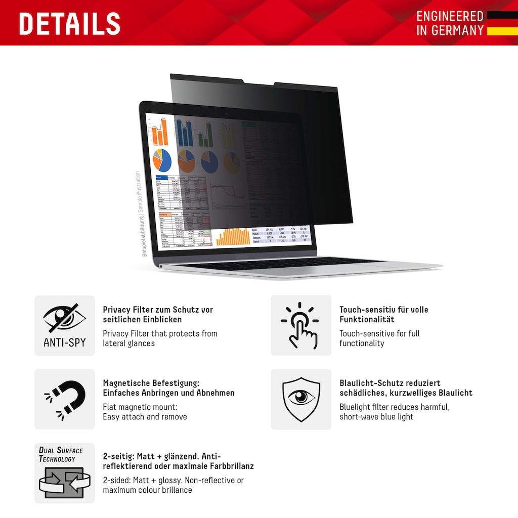 Displex Displayschutzfolie »Privacy Safe - MacBook Air/Pro 13,3«