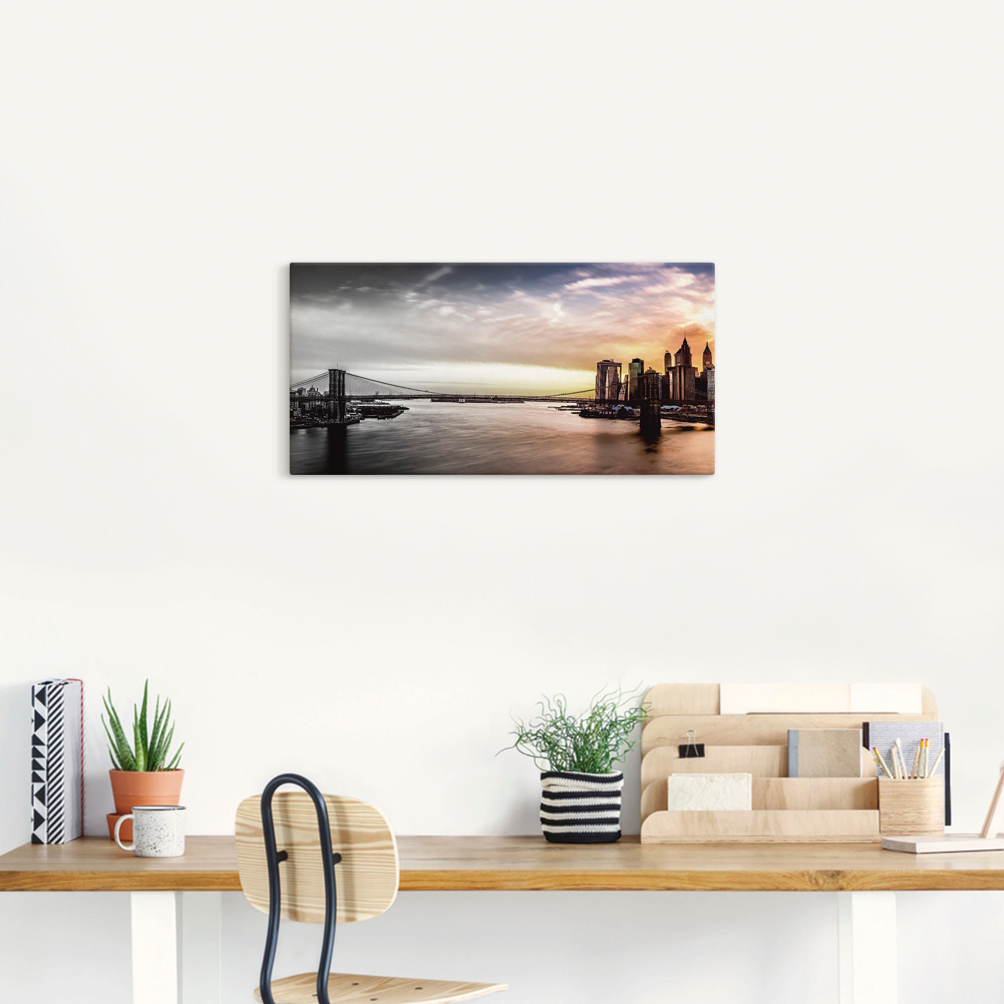 Artland Leinwandbild »Brooklyn Bridge Panorama« Amerika 1 Stk. tlg. auf Holzrahmen gespannt