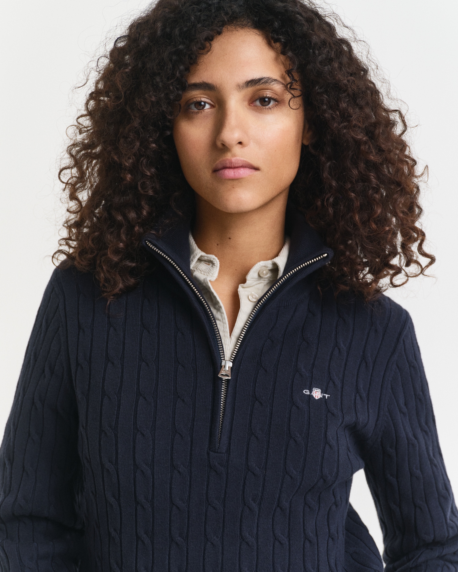 Gant Strickpullover »STRETCH COTTON CABLE HALF-ZIP« Mit Rundhalsausschnitt