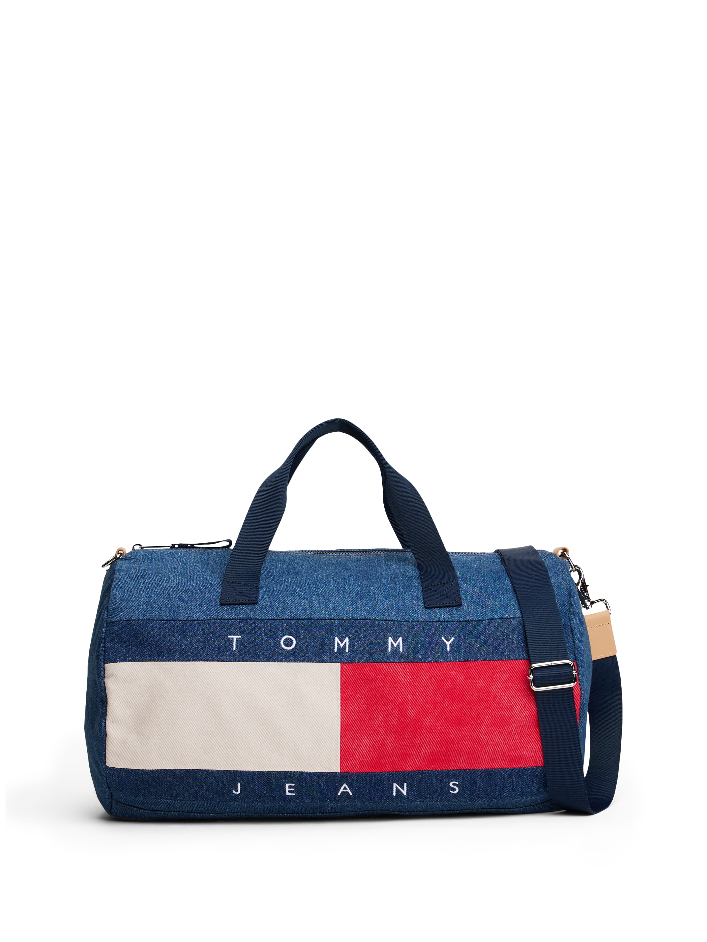 Tommy Jeans Herren Weekender »TJM ARCHIVE DENIM DUFFLE«, Unisex Reisetasche, Freizeittasche mit plaktiver Logoflagge, Größe B/H/T: 47 cm x 29 cm x...
