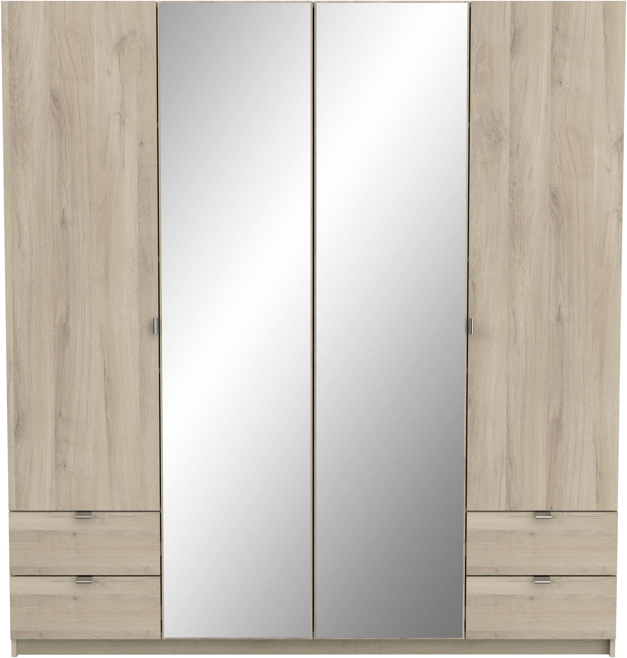 Demeyere GROUP Kleiderschrank »Mellie, 2 Spiegel, 4 Schubladen, 36 Regale, 2 Kleiderstangen« H/B/ T ca. 191/180/52cm,  maximaler Stauraum, Made in France
