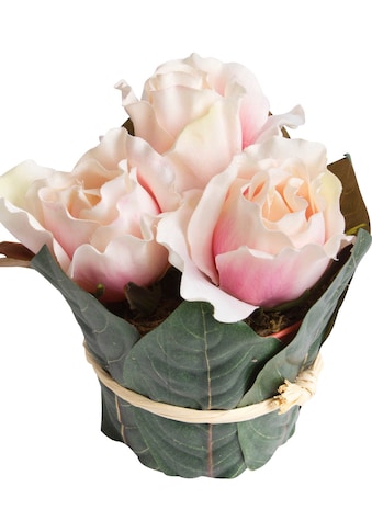 Kunstblume »Rosenarrangement groß mit Blättern umwickelt«
