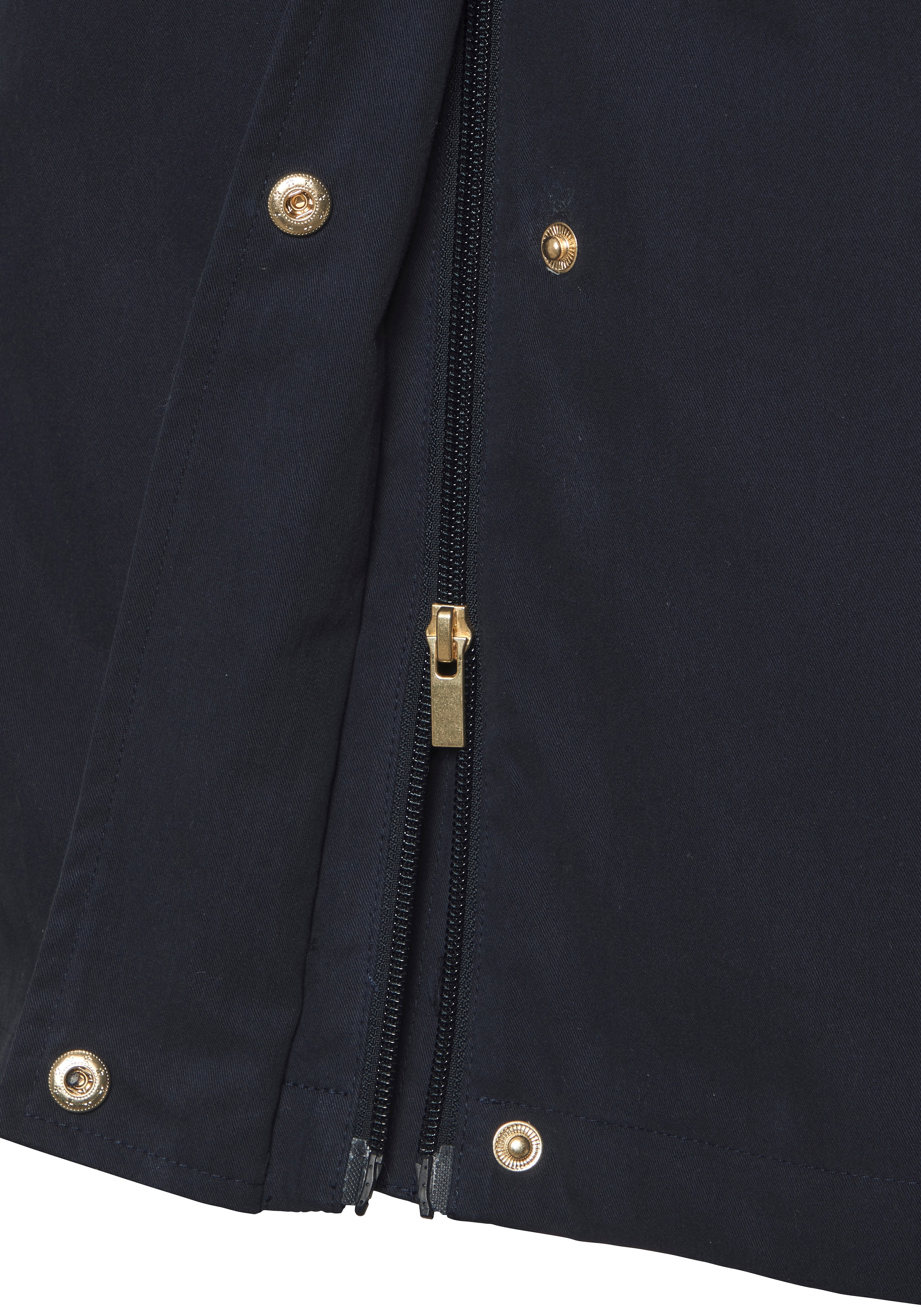 French Connection Outdoorjacke mit Kapuze Saumschlitz mit Druckknöpfen auf der Rückseite