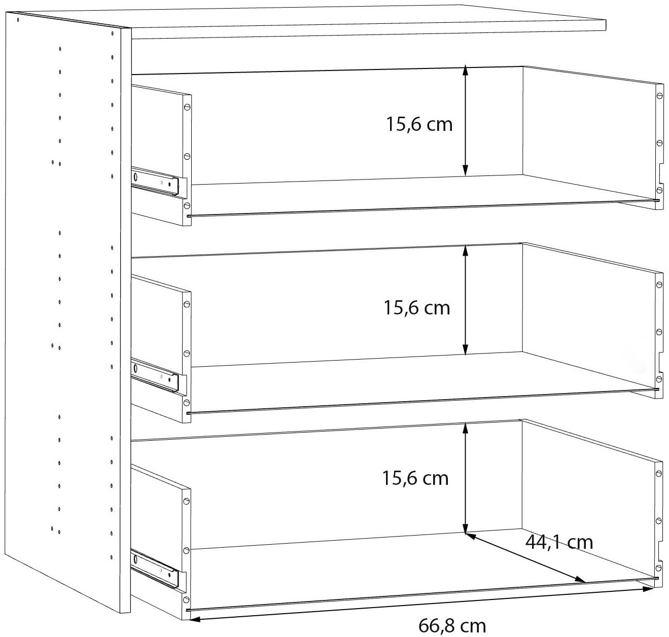 FORTE Inneneinteilung Set aus 3 Schubkästen, Übersichtliche Ablage, geordnete Aufbewahrung