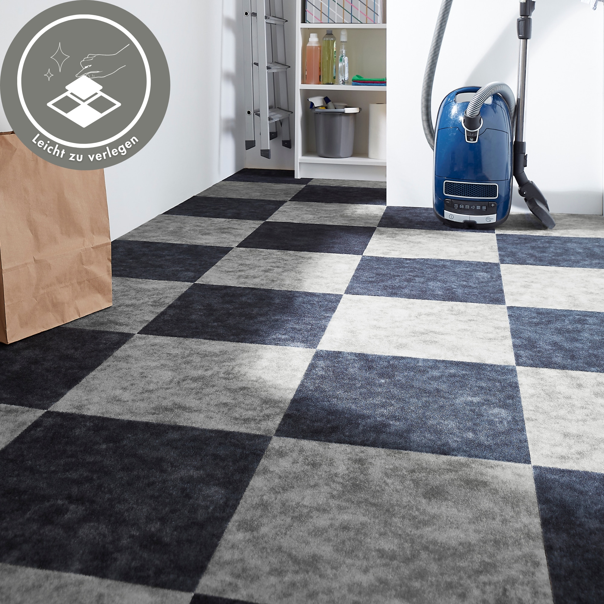 Andiamo Teppichfliese »Colmar Nadelfilz, Gesamthöhe 4 mm« quadratisch 4 mm Höhe 40x40 cm, selbstklebend, robust & strapazierfähig, 25 Stück (4 qm)