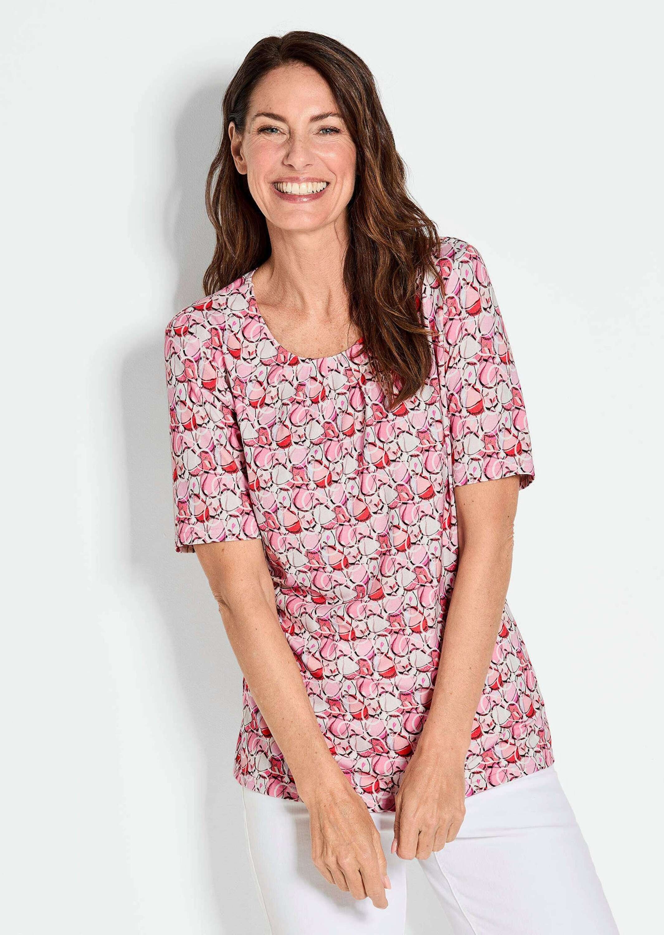 GOLDNER Print-Shirt »Kurzgröße Multicolor-Shirt mit Halbarm, Rundhalsausschnitt«