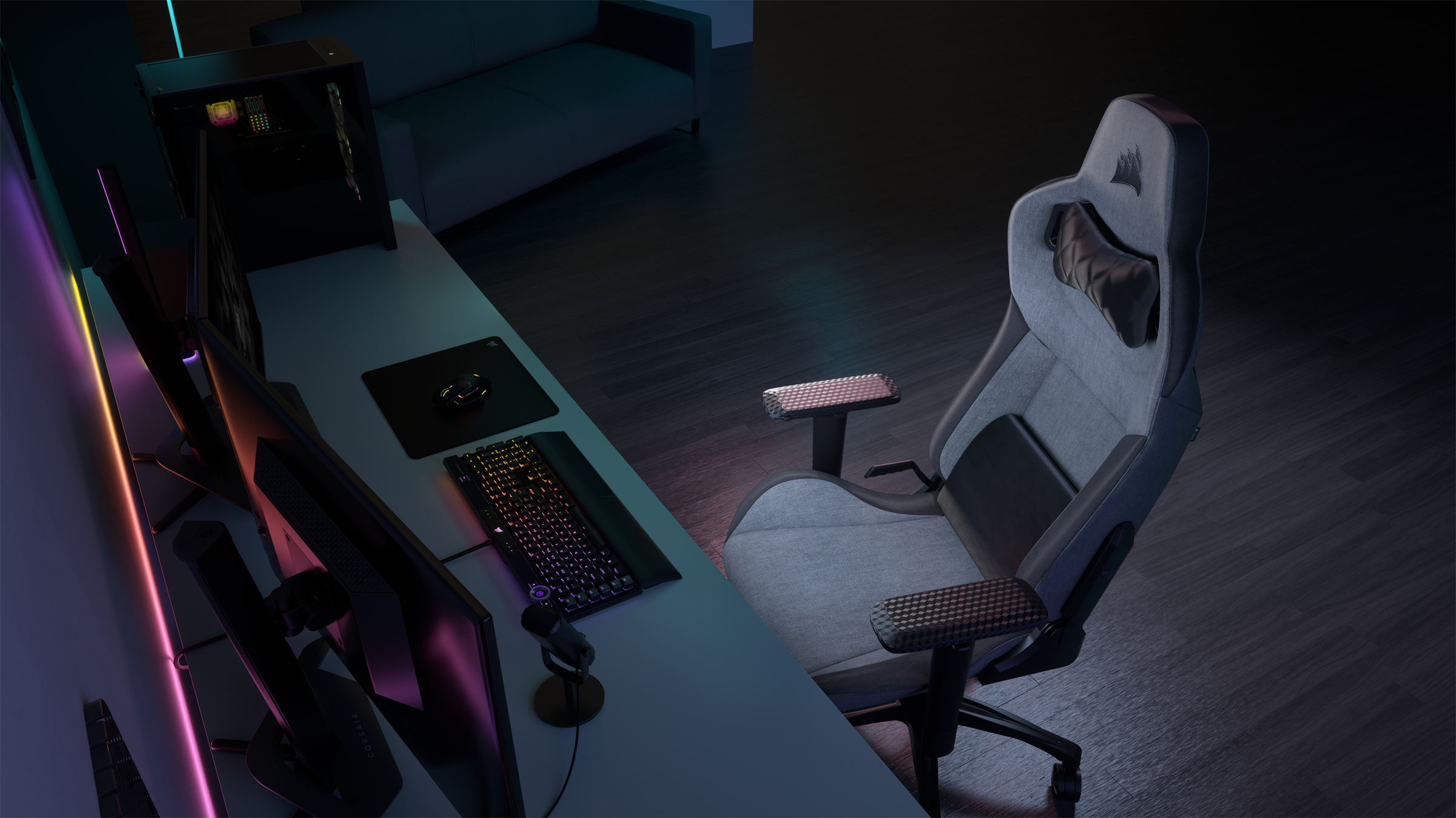 Corsair Gaming Chair »T3 Rush (2023) - Grey and Charcoal«
