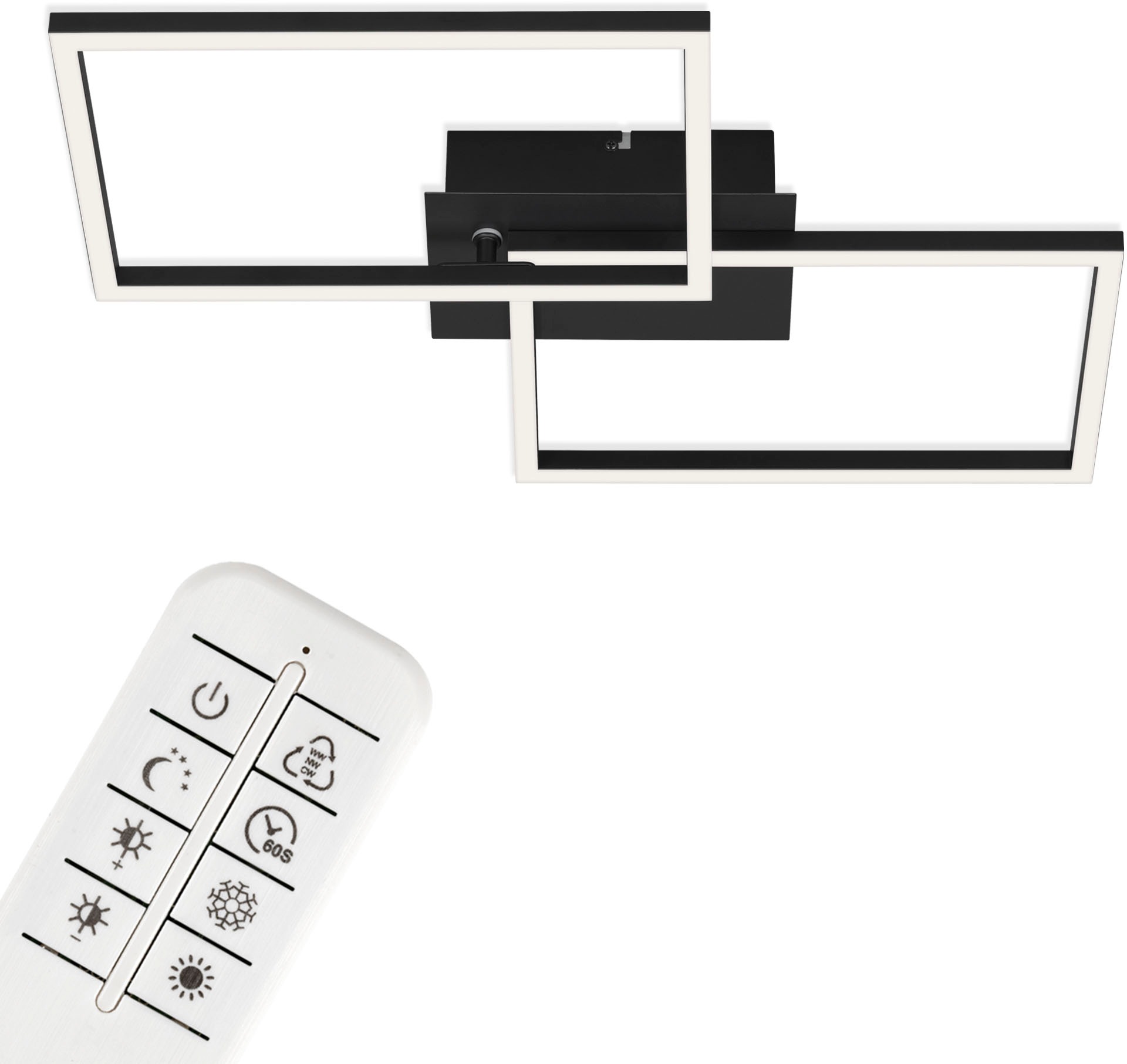 Briloner Leuchten LED Deckenleuchte »3149015 FRAME« LED-Board Kaltweiß | Neutralweiß | Tageslichtweiß | Warmweiß Deckenlampe, 50x38,8x7,8cm, Schwarz, 30W, Wohnzimmer, Schlafzimmer