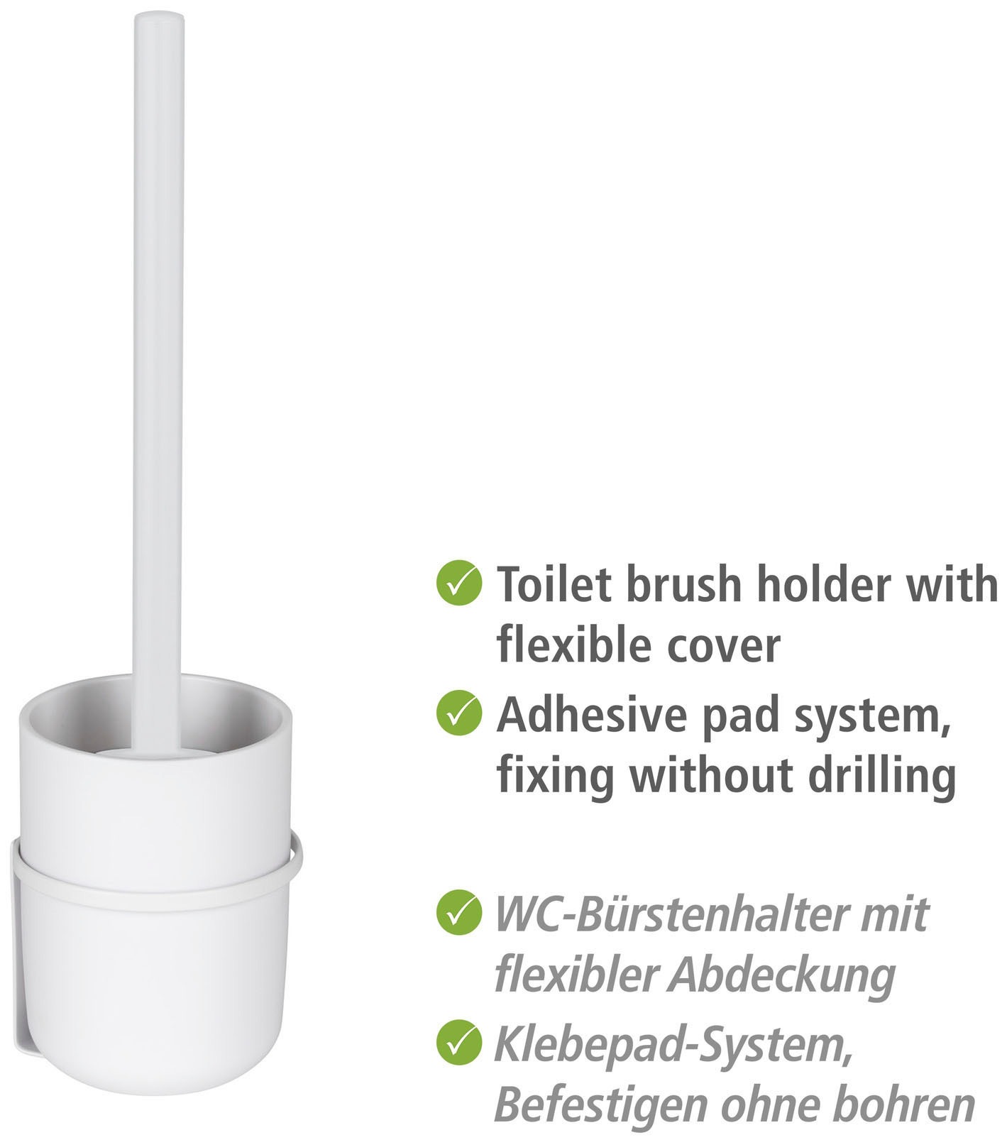 WENKO WC-Garnitur »Turbo-Loc® Carpino« aus Kunststoff | Metall weiß, Befestigen ohne Bohren