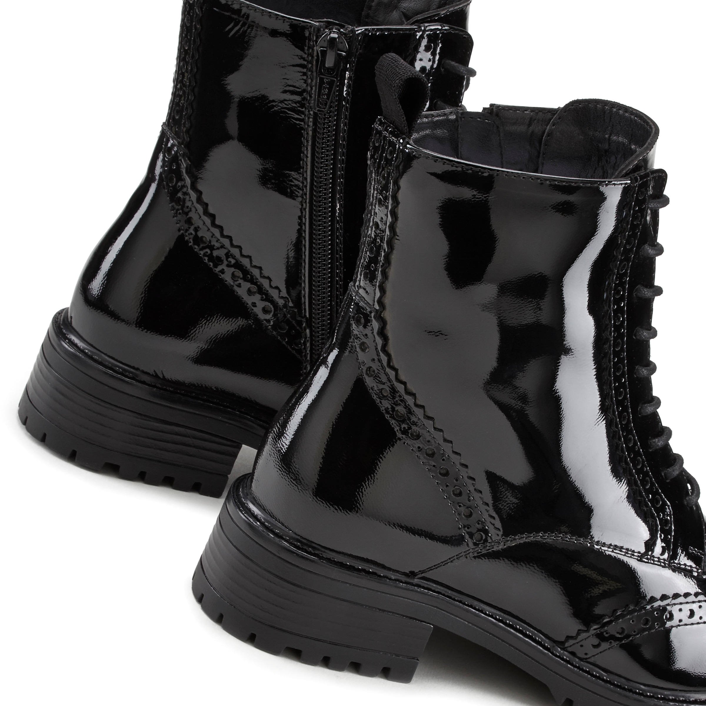 LASCANA Schnürboots, Schnürstiefelette, Ankle Boots, Leder, Schnüren & Reißverschluss