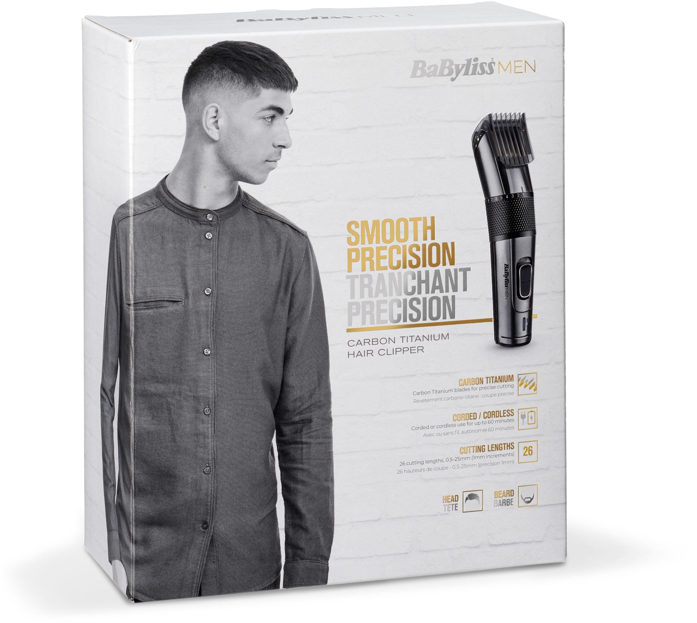 BaByliss Körper- und Bikinitrimmer »E978E MEN Carbon Titanium«, 0,5 - 25mm