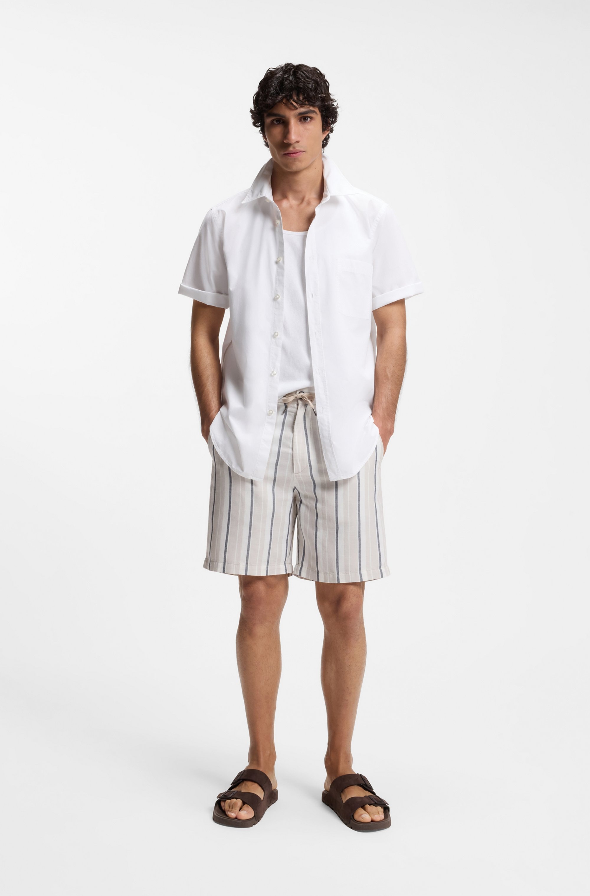 BOSS ORANGE Kurzarmhemd Regular Fit, Kentkragen, Kurzarm