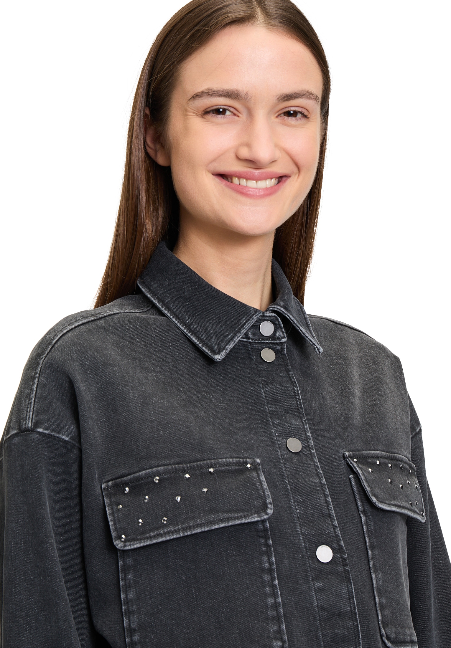 Betty&Co Jeansblazer »Jeansjacke mit aufgesetzten Taschen«