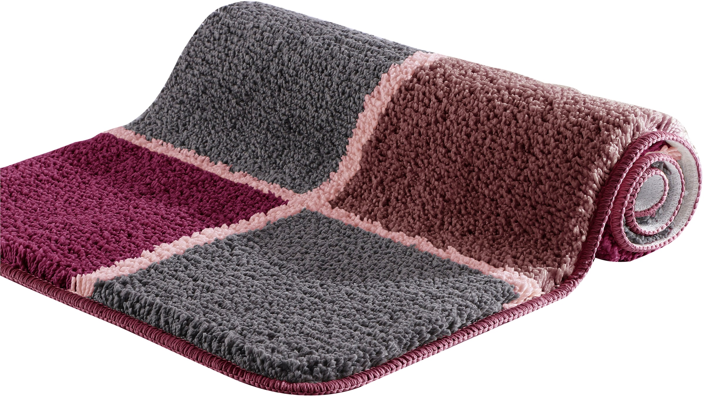 my home Badematte »Anna mit Kachelmuster, Badvorleger, Badezimmer Teppich, Duschvorleger« Höhe 20 mm rutschhemmend beschichtet strapazierfähig Badteppich, Hoch-Tief Effekt, Modern, Weich