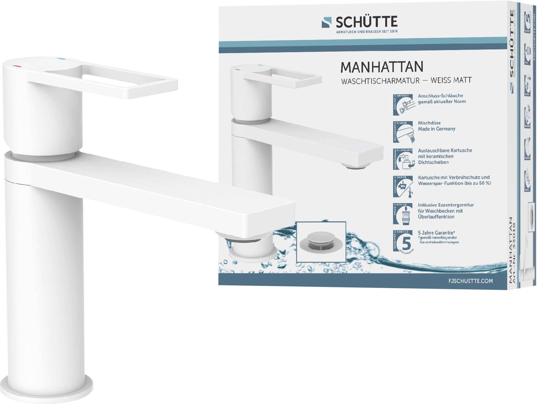 Waschtischarmatur »MANHATTAN«, Verbrühschutz, wassersparend, Marken-Mischüse