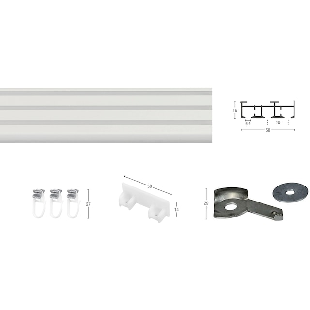 GARESA Gardinenschiene »Flächenvorhangschiene Compact«, 3 läufig-läufig,  Wunschmaßlänge, für Paneele oder Vorhänge mit Gleiter, verlängerbar online  bei OTTO
