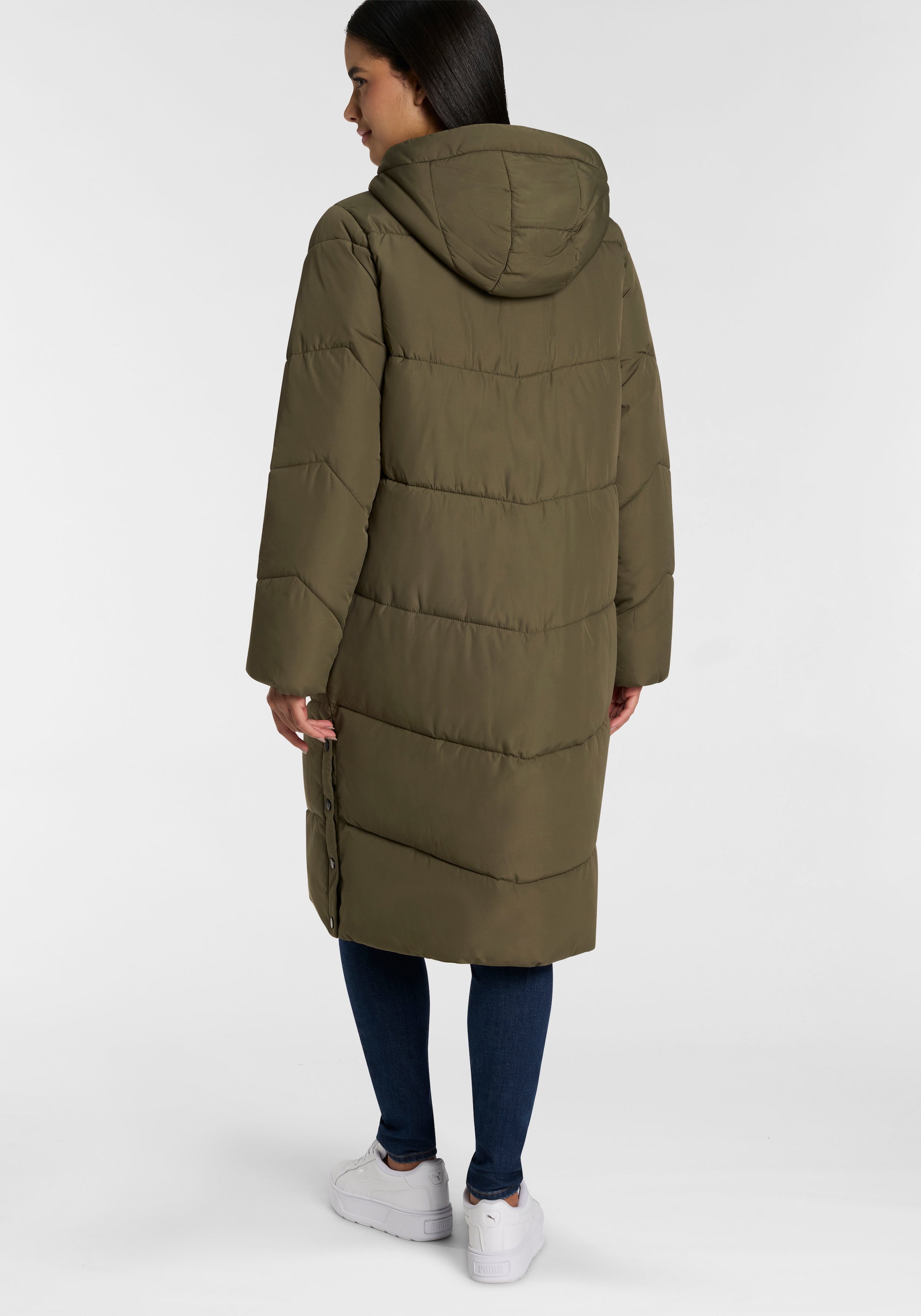 ONLY Steppmantel »ONLMEGAN LIFE LONG PUFFER COAT CS OTW« verdeckter Zipper, Reißverschlusstaschen, winddicht