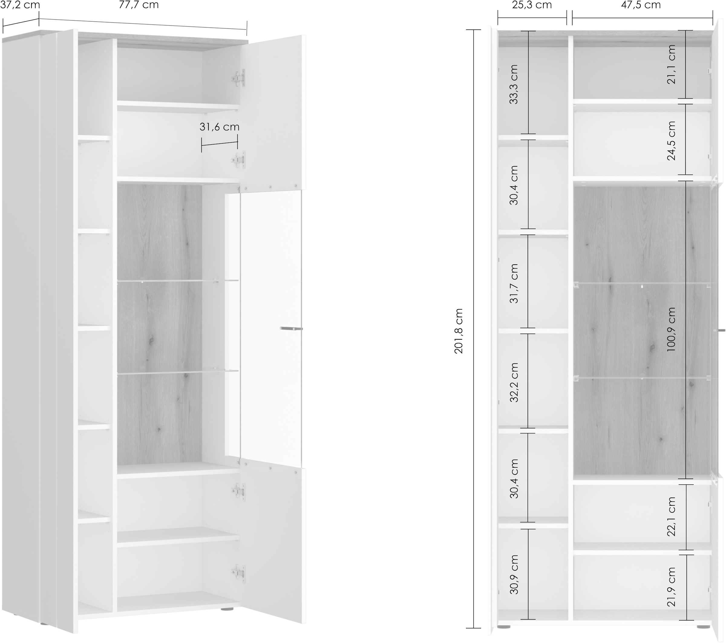 Home affaire Vitrine »Dalano« Höhe ca. 202 cm