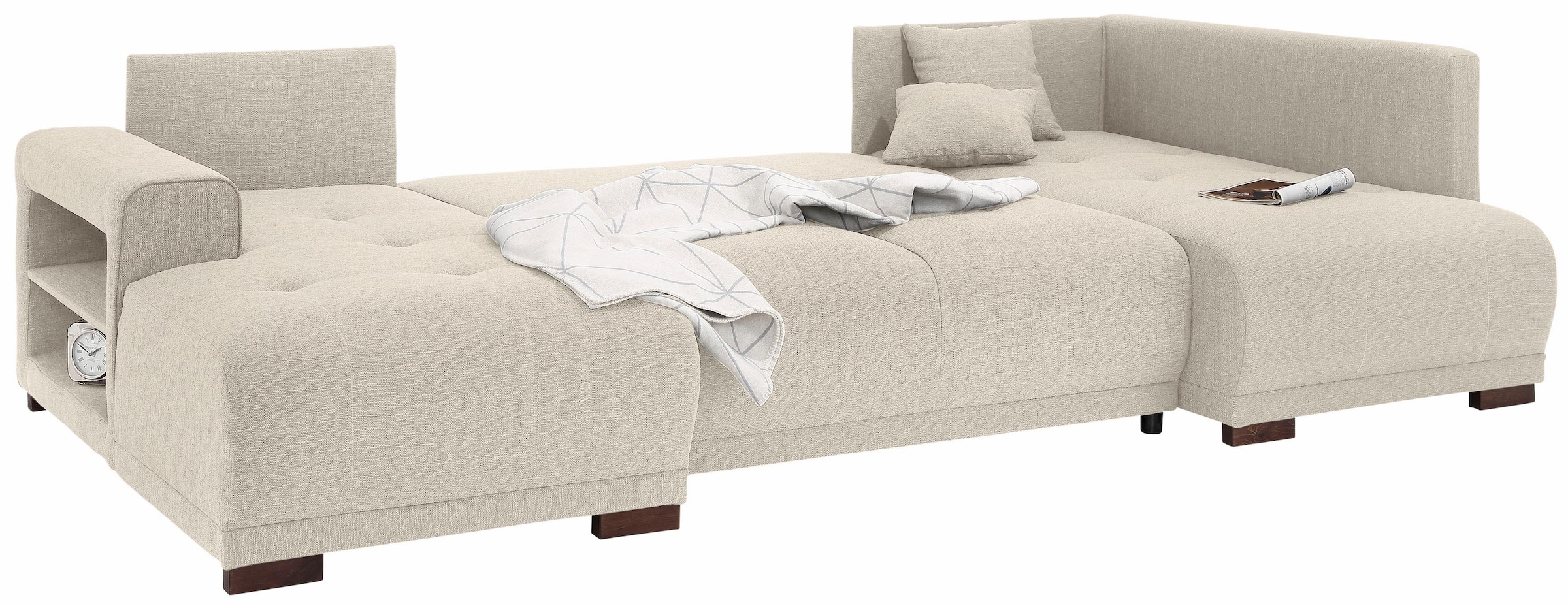 Home affaire Wohnlandschaft »Viborg U-Form«, mit Regal in der Armlehne, wahlweise mit Bettfunktion