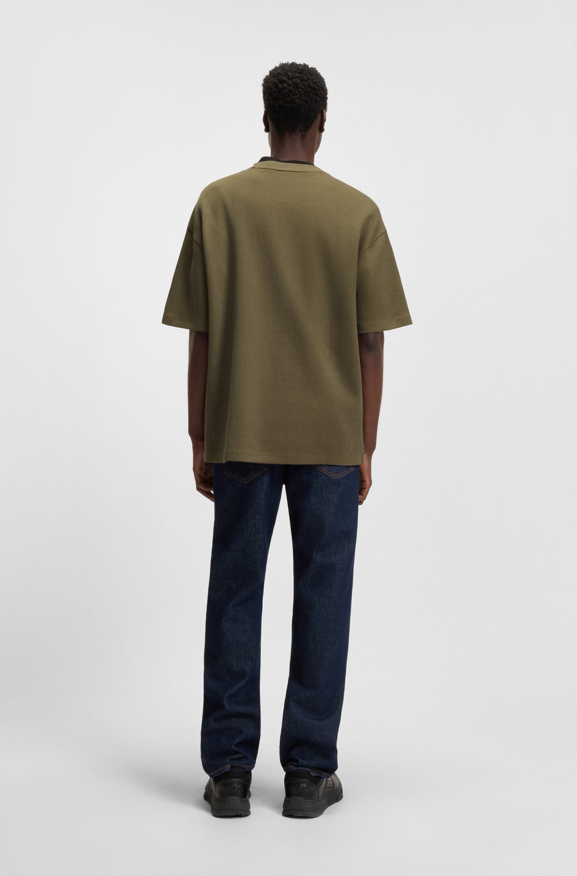 HUGO Blue T-Shirt »Nuwaffle«, mit Waffelmuster