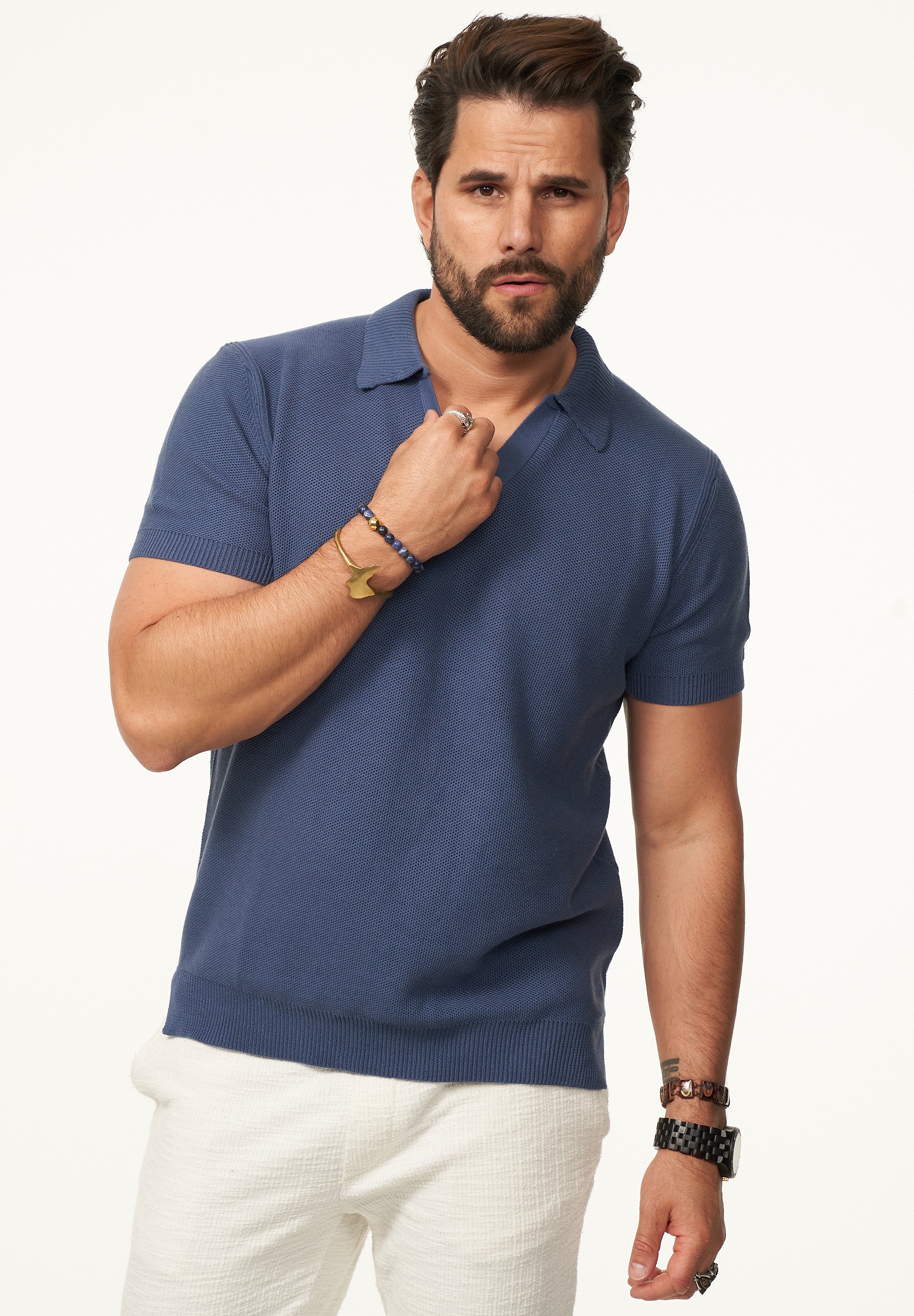 SOULSTAR Poloshirt »Kurzarm Strickpolo T-Shirt für Herren« Herren Kurzarm Strick Polo-Hemd T-Shirt