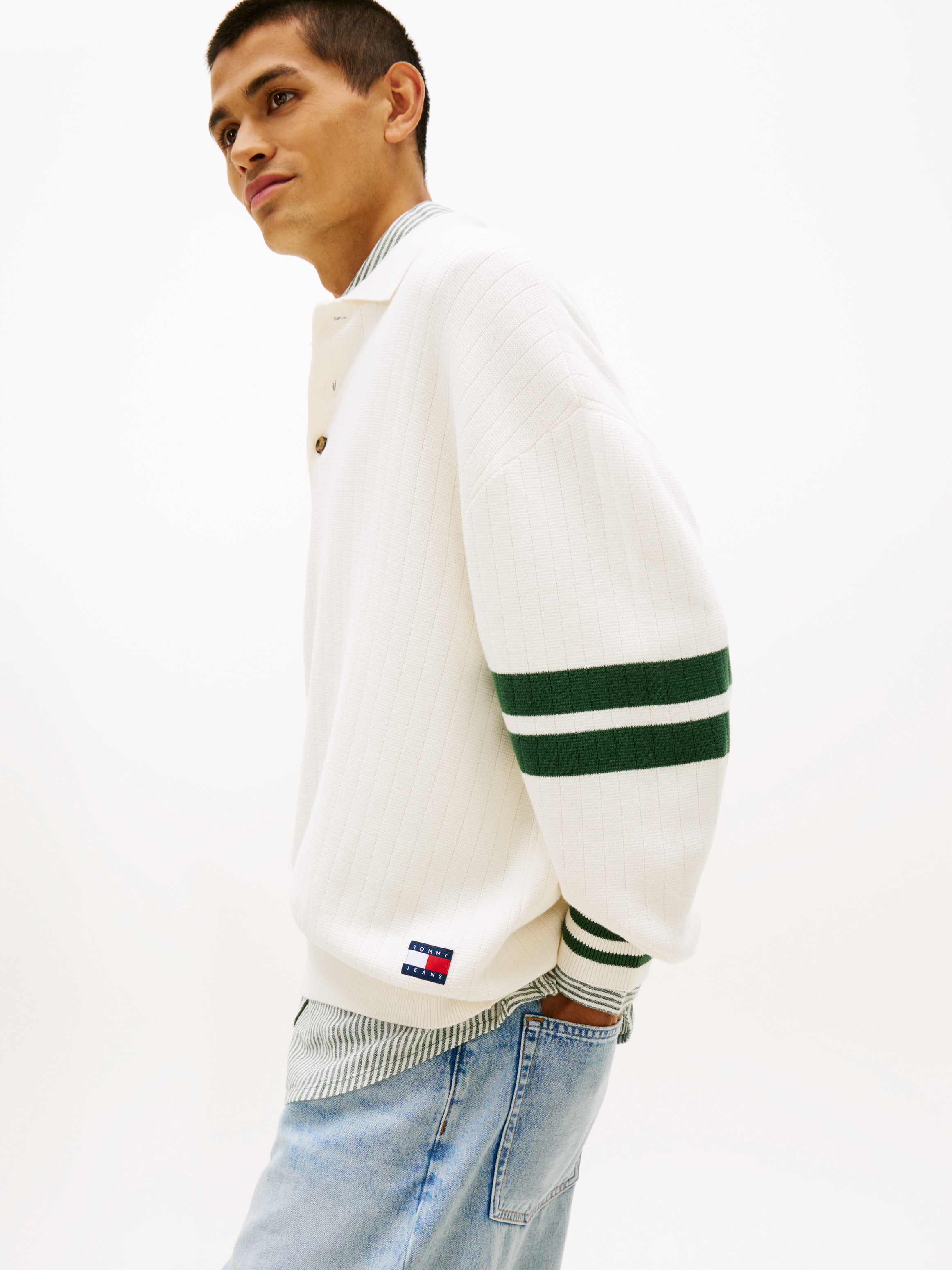 Tommy Jeans Polokragenpullover »TJM  90S BLOCK KNITTED« Relaxed fit mit Streifendetails