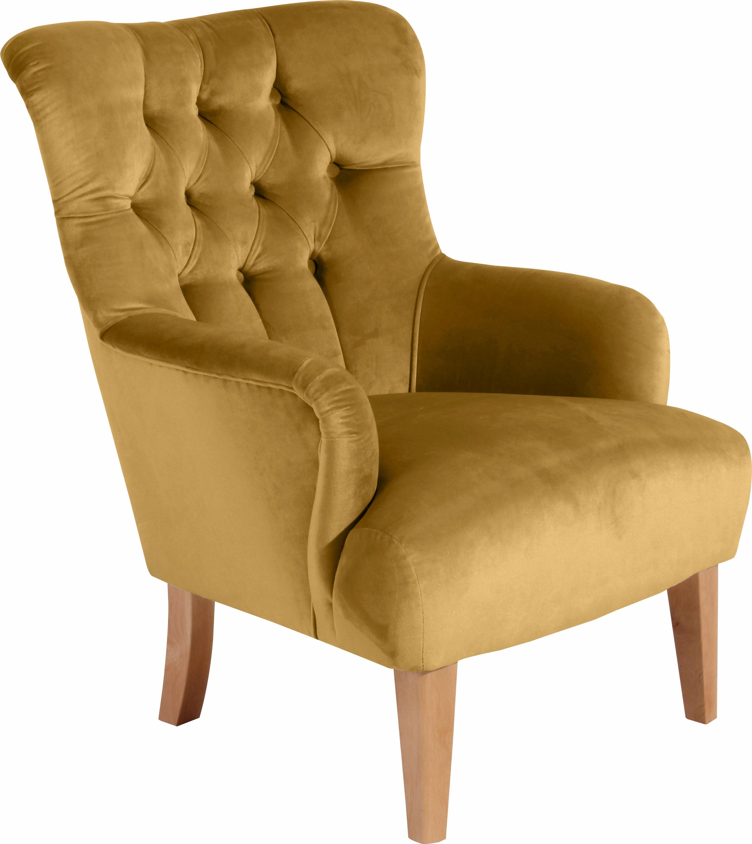 Max Winzer® Chesterfield-Sessel »Bradley, Loungesessel, Chesterfield Optik in aktuellen Farben, bequem« hohe Rückenlehne mit edler Knopfheftung, Retro und modern, hoher Fuß