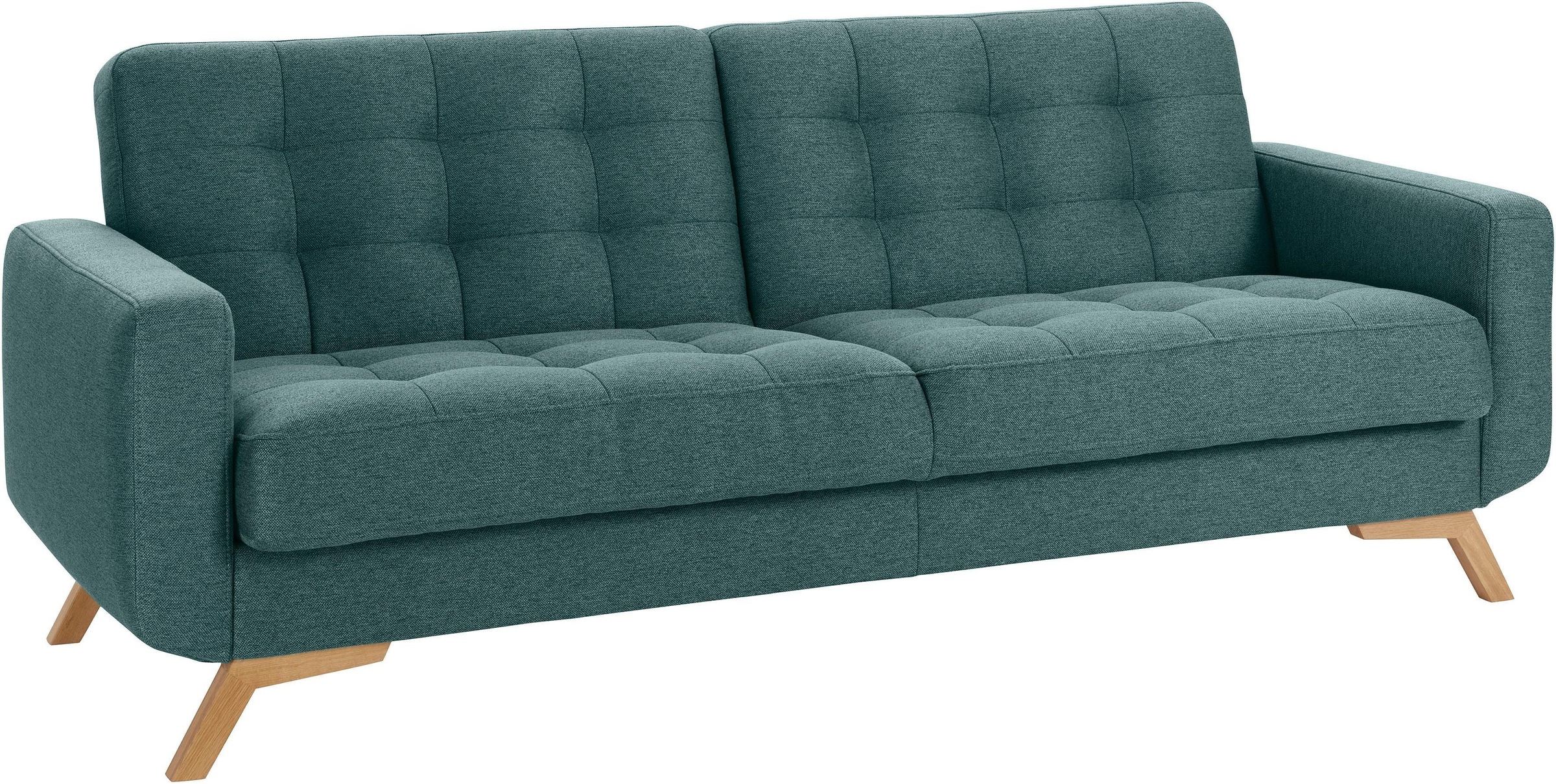 exxpo - sofa fashion 3-Sitzer »Fiord, aktuelles Design, tolle Detailverarbeitung im Sitz und Rücken«, bequem, wahlweise Kippcouch mit Bettfunktion und Bettkasten, Holzfuß