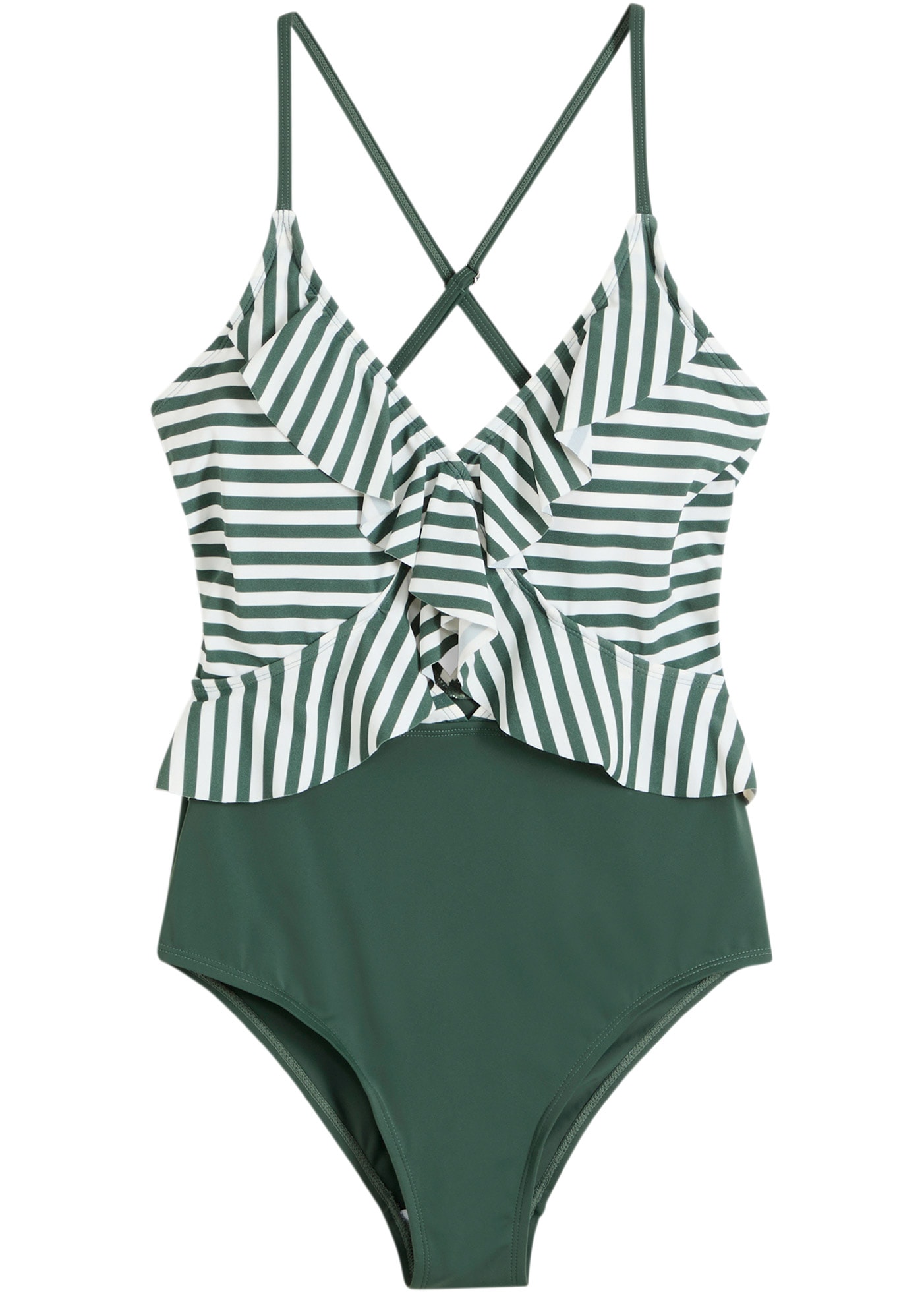 bonprix Badeanzug »Badeanzug mit Volant« bequeme Passform, sportlicher Stil, mit Volant-Detail